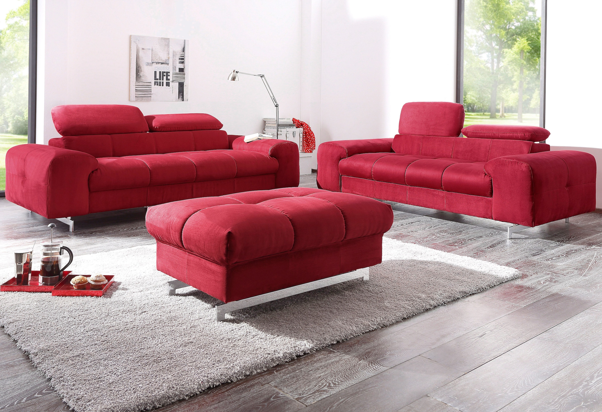 COTTA 3-Sitzer »Chef« Big-Sofa mit Kopfteilverstellung, edle Metallkufen