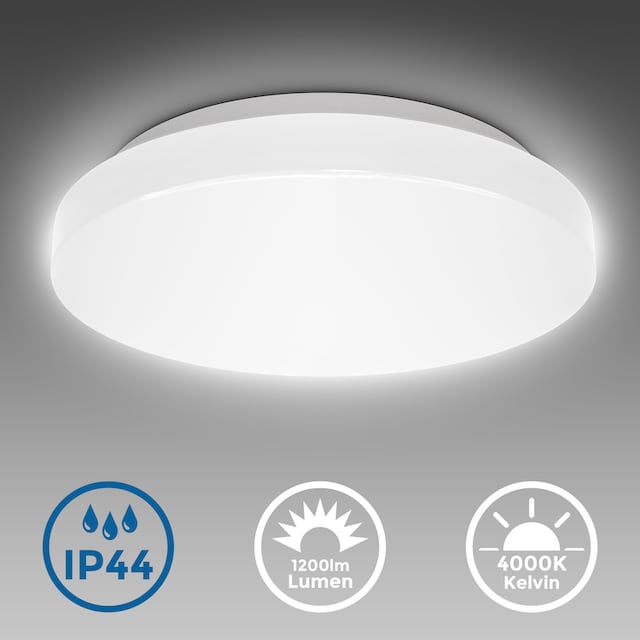 B.K.Licht LED Deckenleuchte, 1 flammig-flammig, Bad, Deckenlampe, rund,  flach, IP44, Schlafzimmer, Küche, Flur auf Raten kaufen