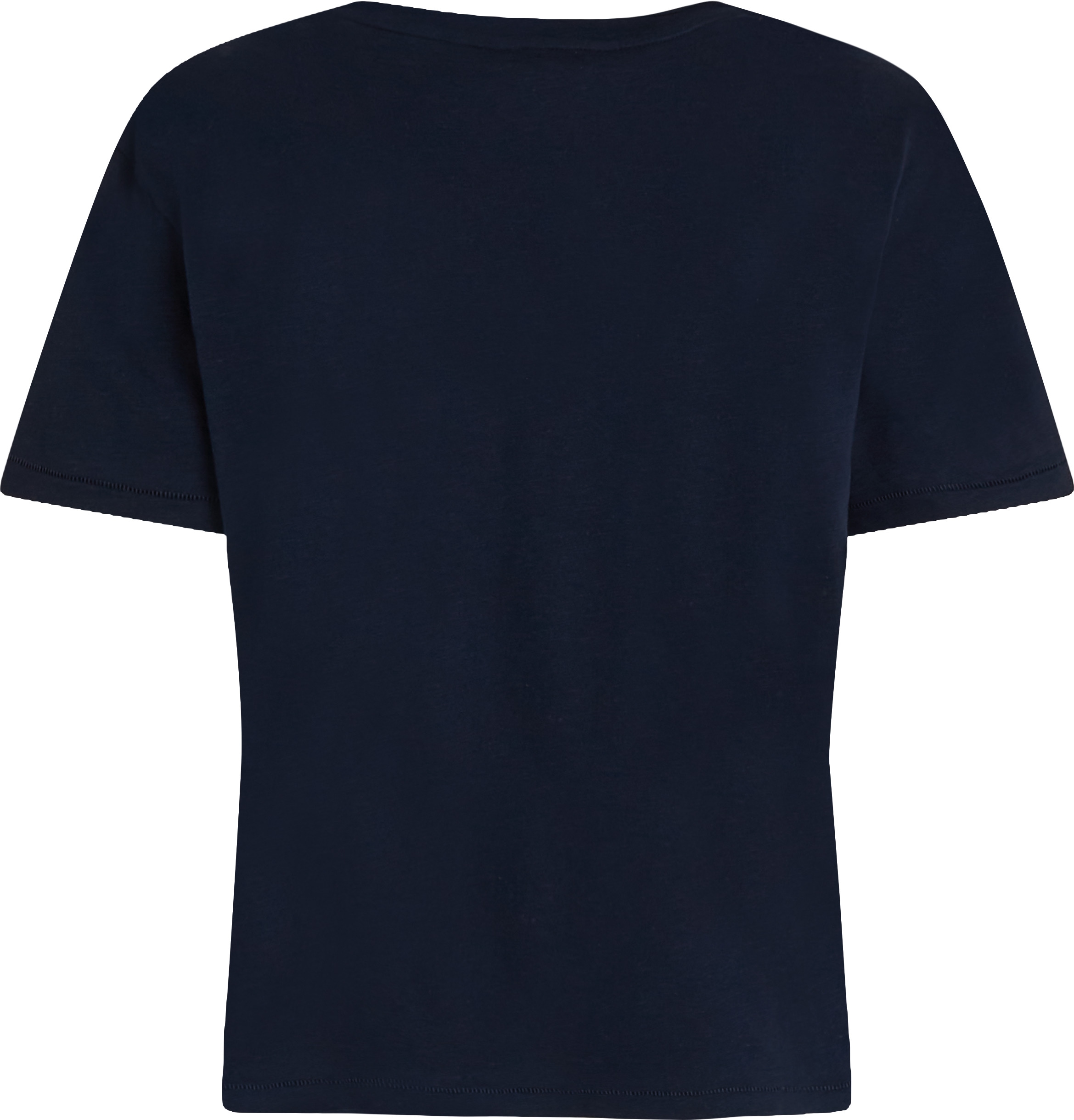 Tommy Hilfiger T-Shirt »SLUB CROP V-NK SS«, mit offener Kante, mit Logostickerei