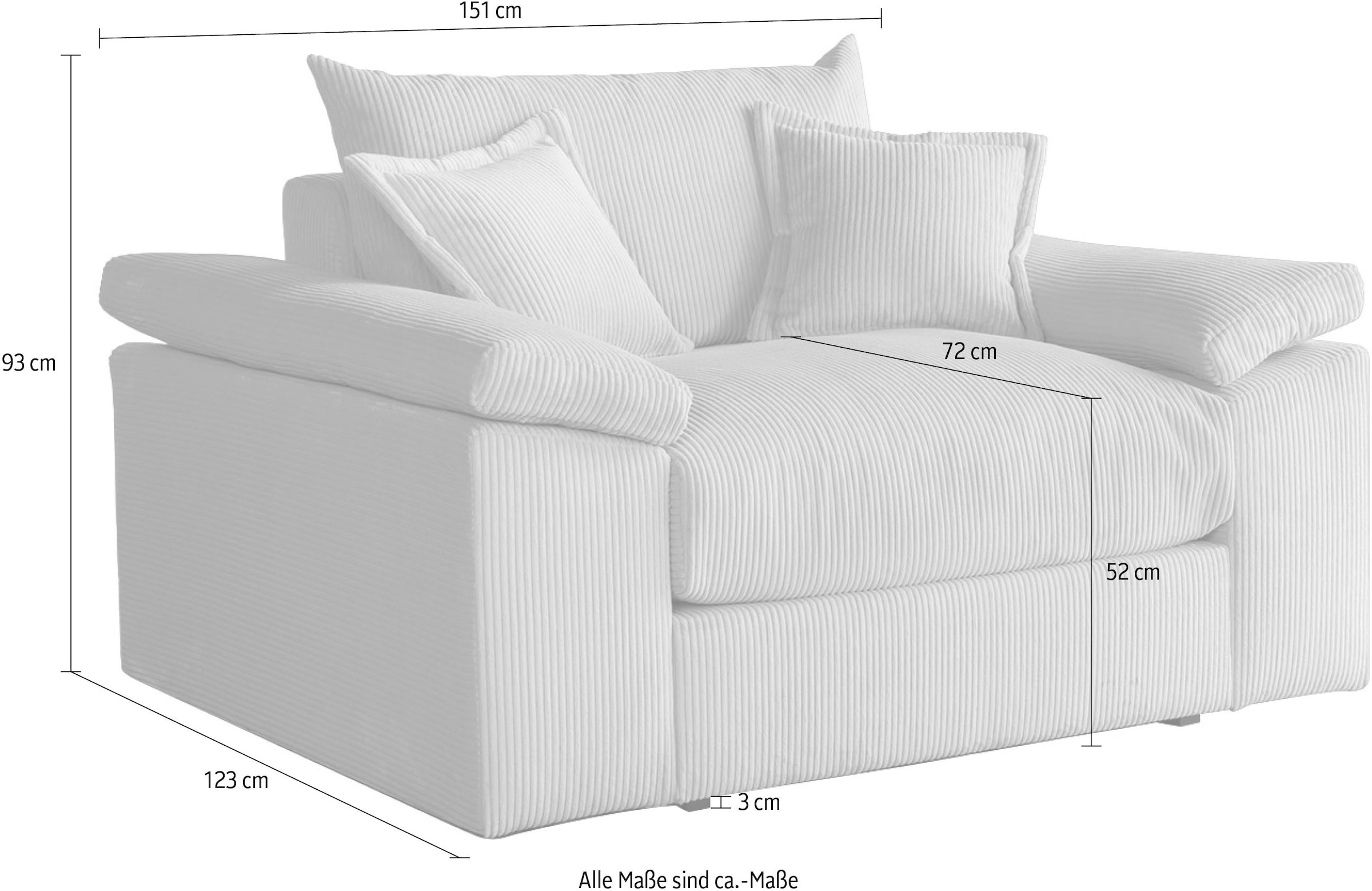 OTTO home XXL-Sessel »Soft&Cosy, B: 151 cm - OTTO. Verlässliche Qualität.« Mega-Sessel, Cord oder Chenille-Struktur, mit 2 Zierkissen