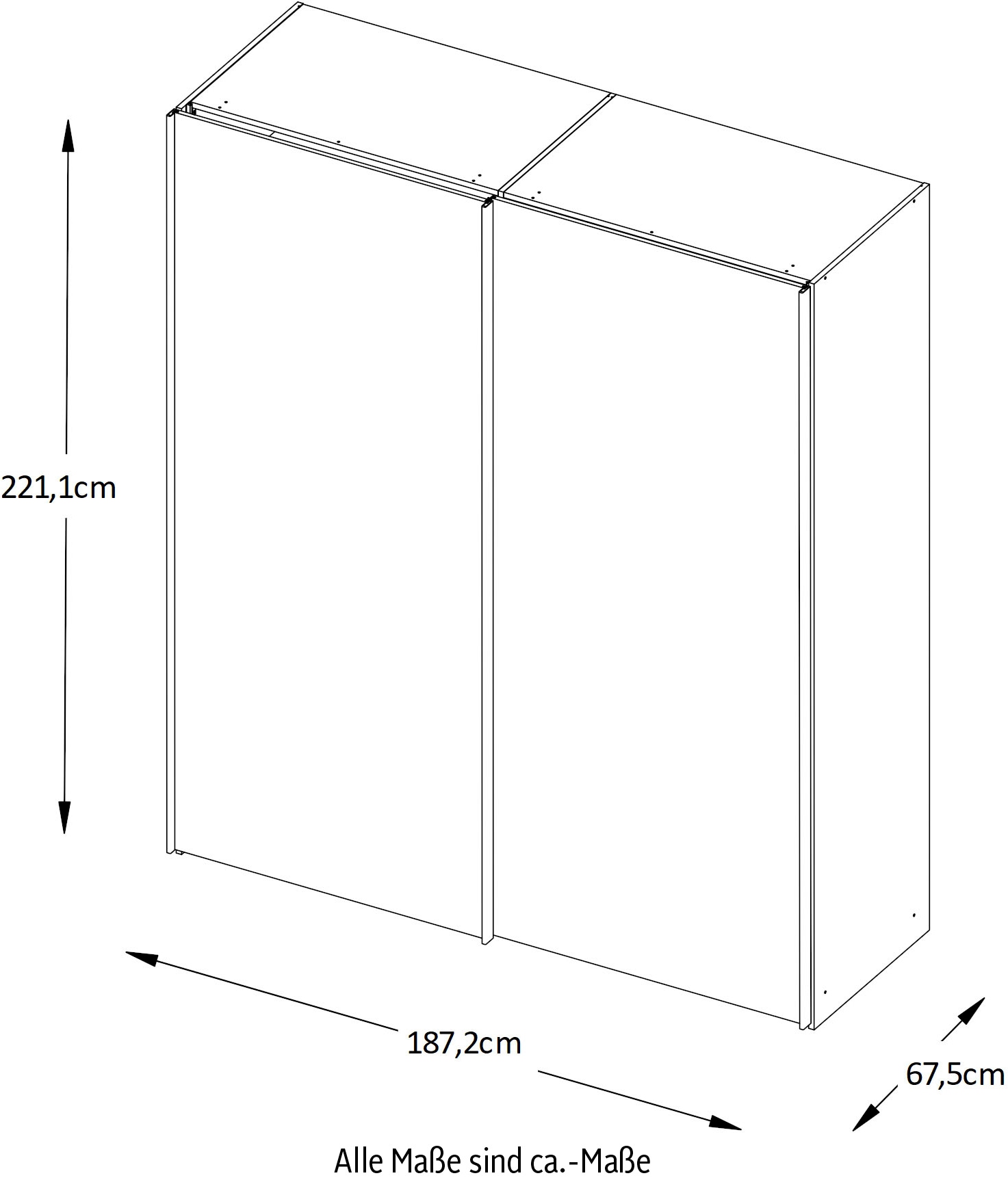 STAUD Schwebetürenschrank »Includo_Minisystem_07_2-türig, Made in Germany« Mit vier verschiedenen Ausstattungsvarianten