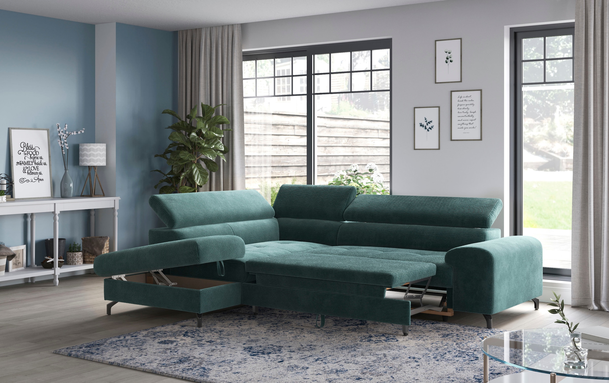 COTTA Ecksofa »Aura L-Form«, mit Schlaffunktion, Bettkasten und Kopfteilverstellung