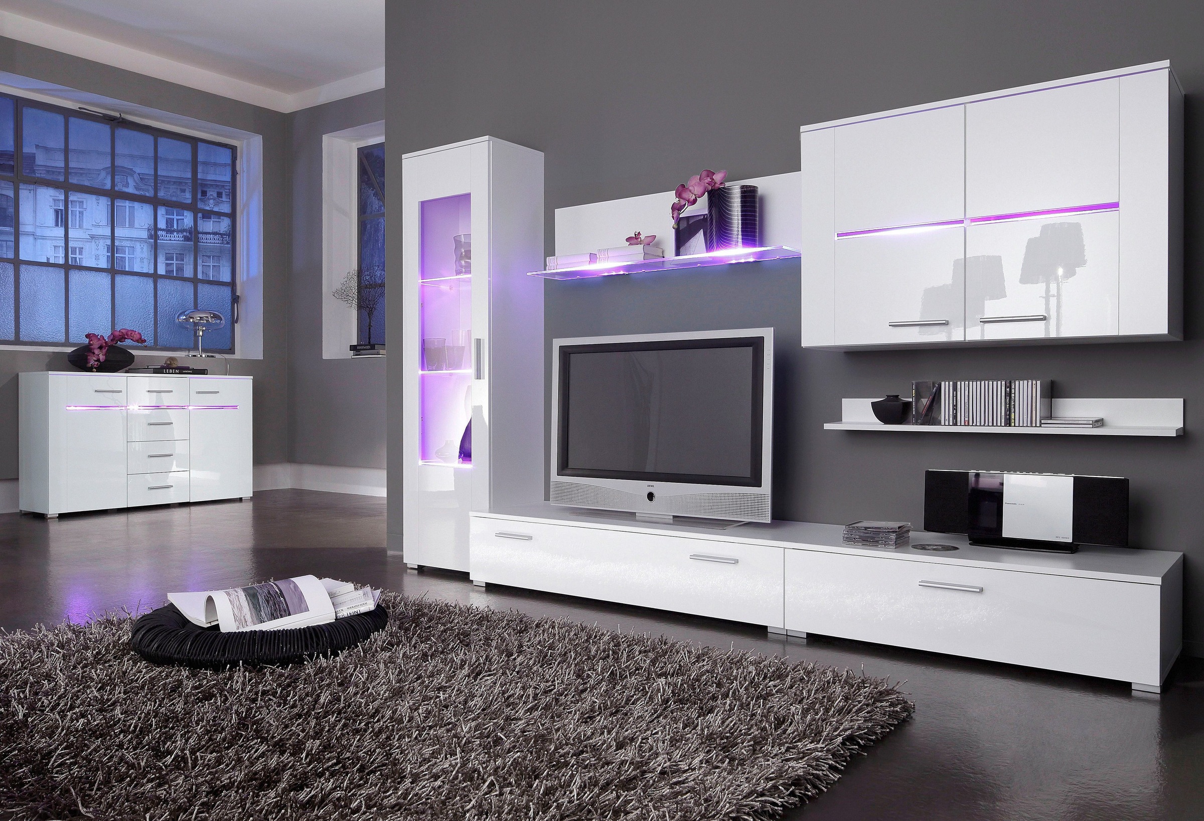 Höltkemeyer Wohnwand »Flame« 6tlg.-Set besteht aus 1 Standvitrine, 1 Wandbo günstig online kaufen