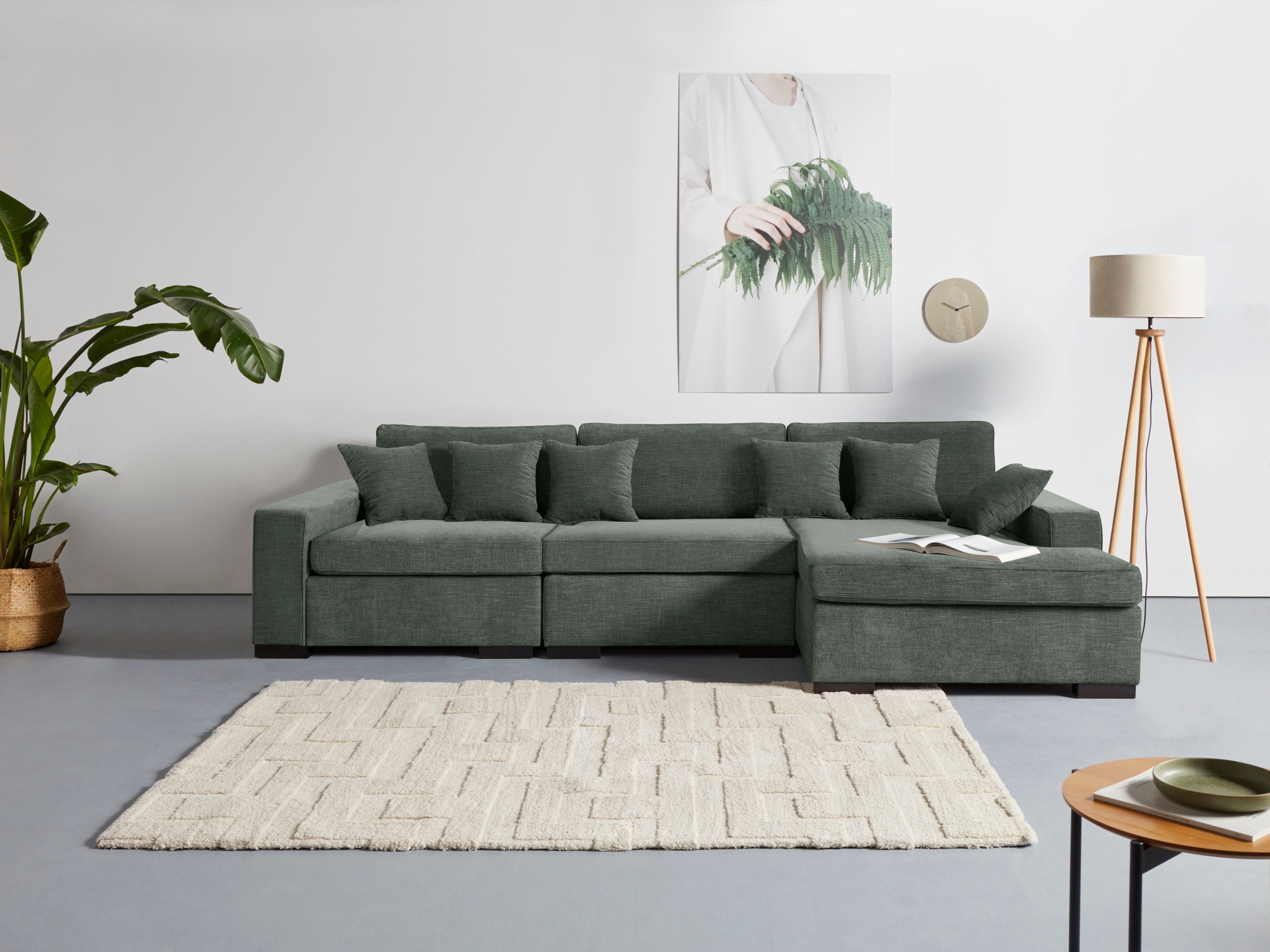 Home affaire Ottomane »Skara L-Form«, Lounge-Sofa mit Federkernpolsterung, günstig online kaufen