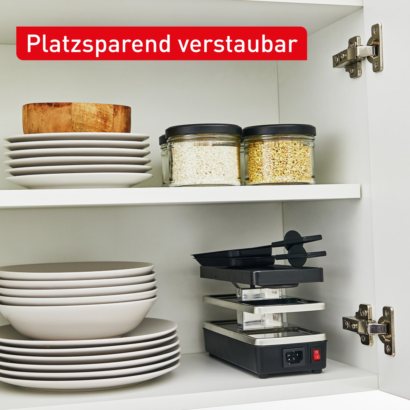 Tefal Raclette »Plug&Share, mit Erweiterungsmöglichkeit, abnehmbares Kabel« 2 Stk. Raclettepfännchen 400 W spülmaschinengeeignete Pfännchen und Platte, platzsparend, RE2308