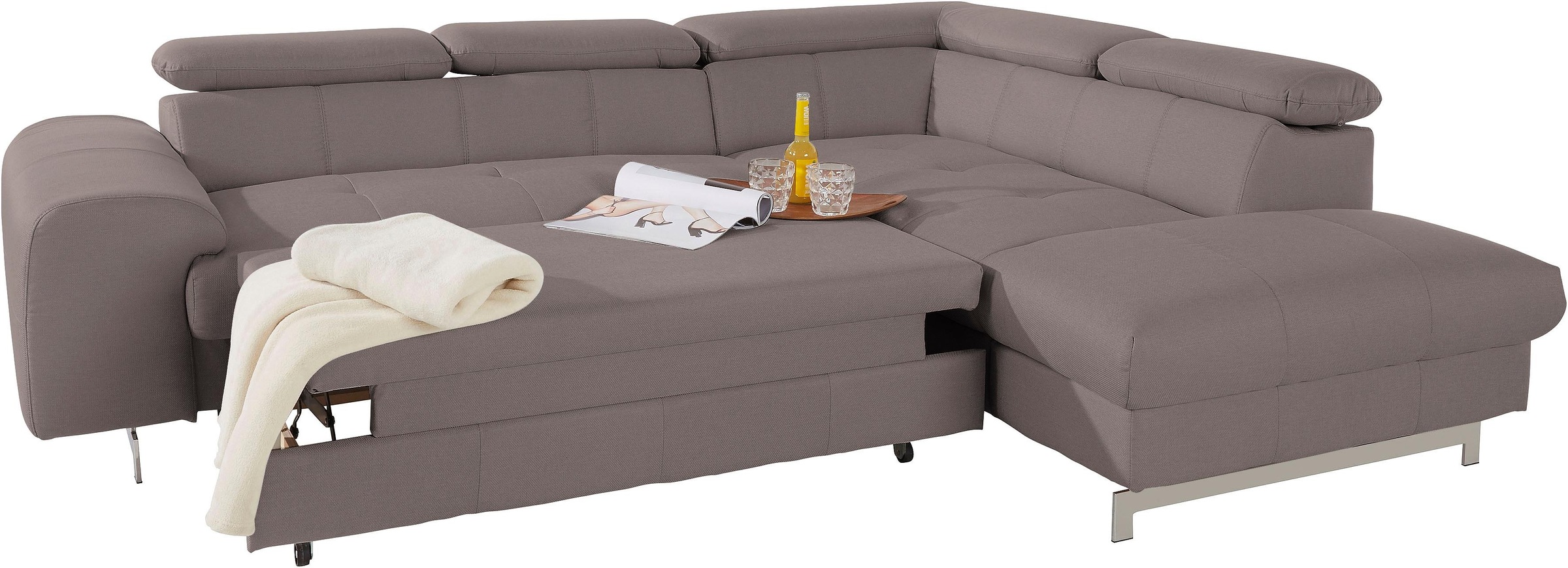 COTTA Ecksofa »Chef L-Form«, mit Kopfteilverstellung, wahlweise mit Bettfunktion & Bettkasten
