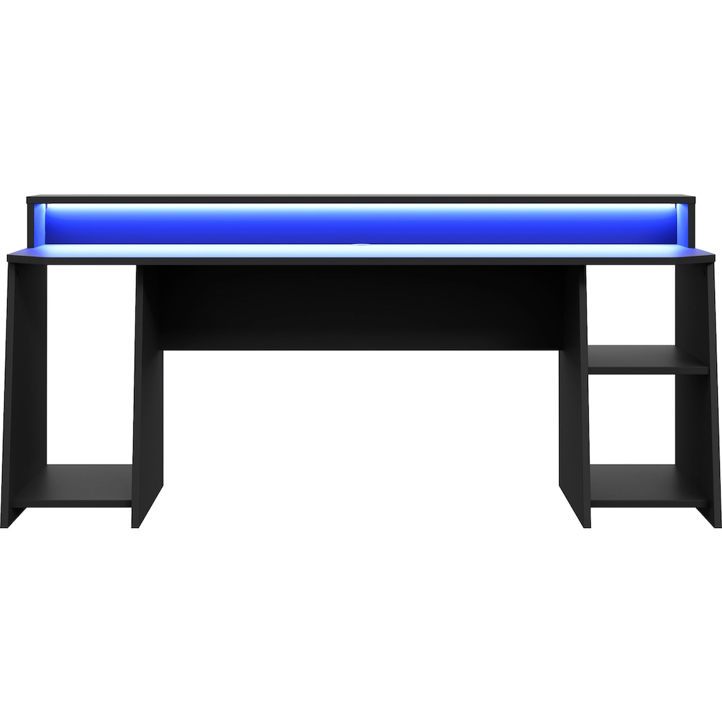 FORTE Gamingtisch »Tezaur«, Schreibtisch mit RGB-Beleuchtung und Halterungen, Breite 200 cm