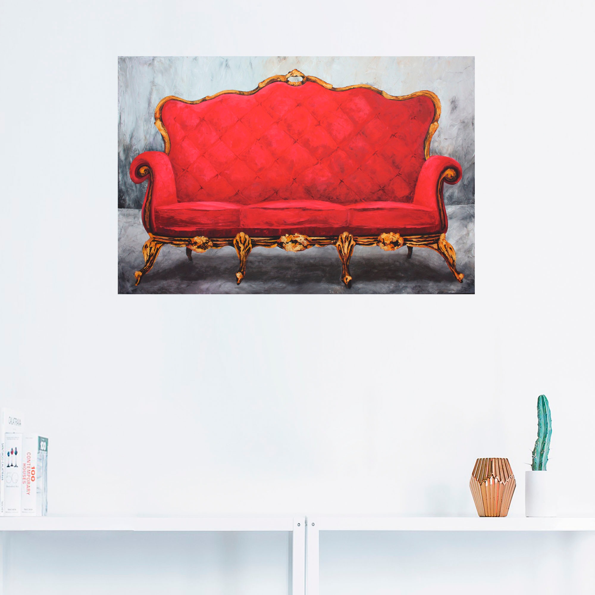 Artland Wandfolie »Rotes Sofa«, Innenarchitektur, (1 St.), selbstklebend
