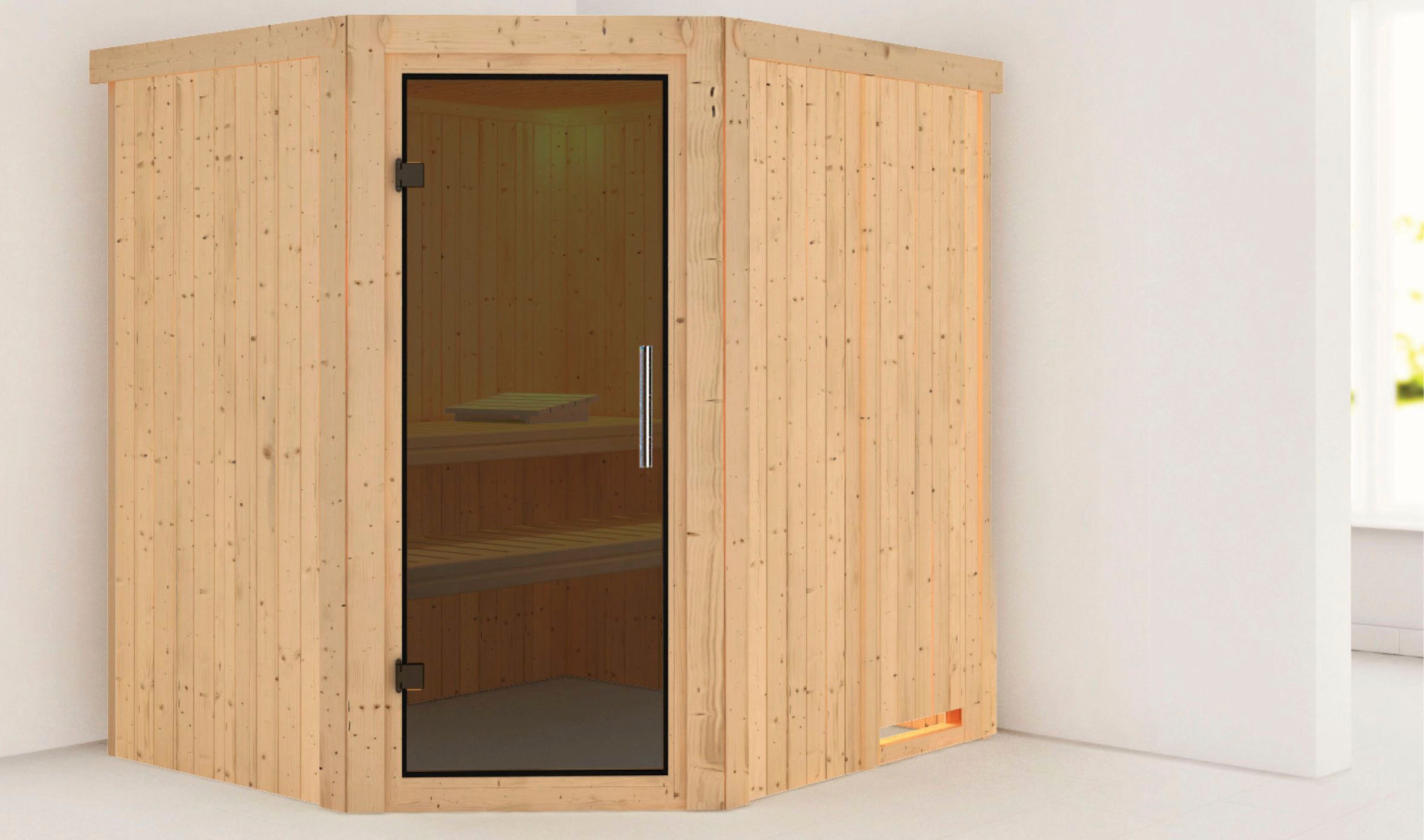 Karibu Sauna »Siirin« Set,  9 KW-Ofen mit integrierter Steuerung