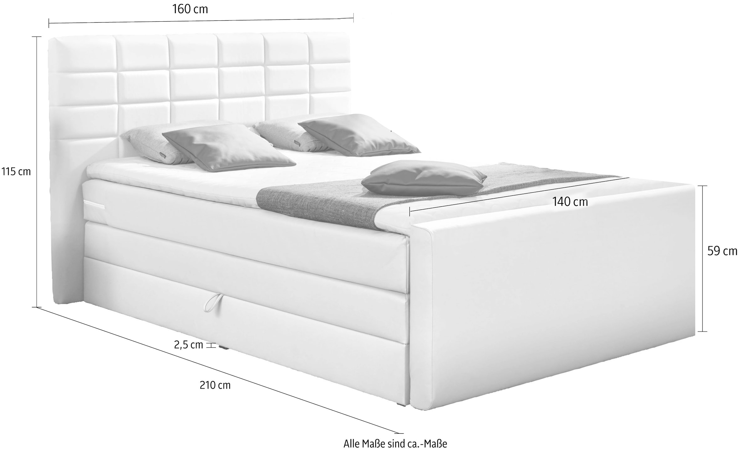 8. Bild von INOSIGN Boxspringbett »Lethbridge«, inkl. Bettkasten und Topper, zwei Matratzenarten in H2