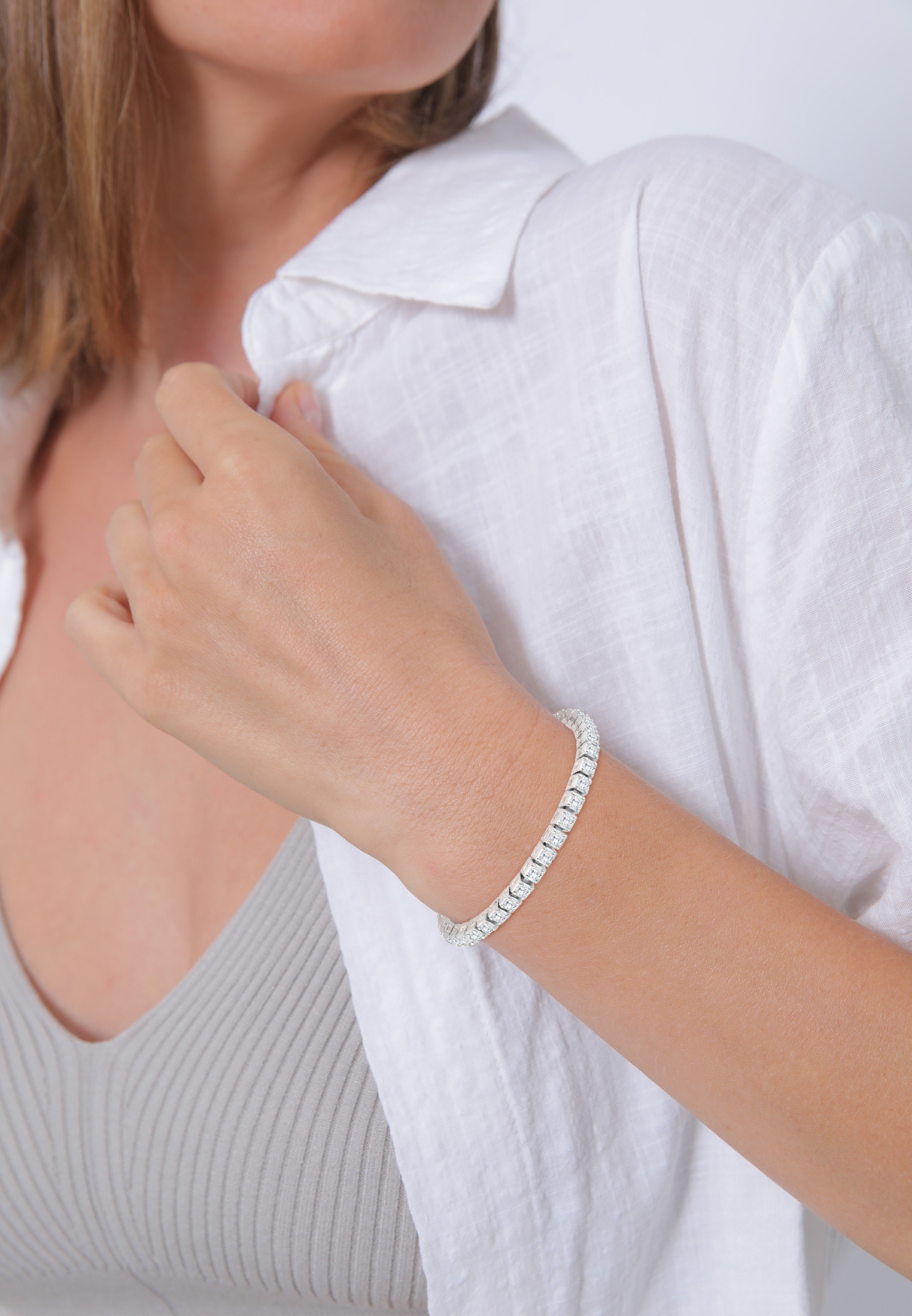 Elli Premium Armband »Tennisarmband mit Zirkonia Kristalle 925 Silber«