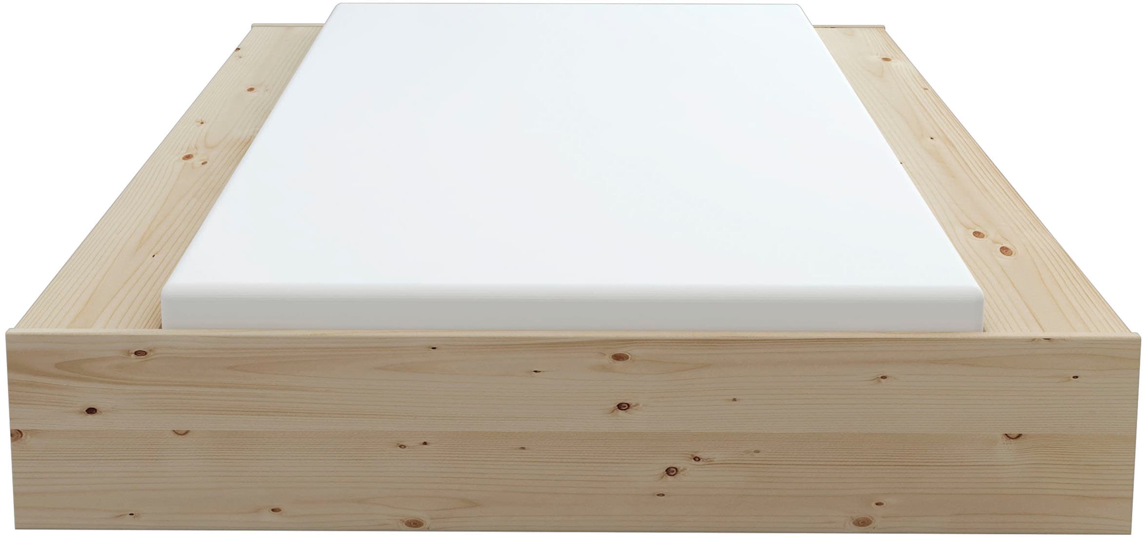 Home affaire Stauraumbett »Erno, Massivholzbett, Futonbett, 275KG belastbar«, (Breite/ Belastbarkeit: 120cm/275 KG, 180cm/275 KG), mit Lattenrost, Massivholz, FSC® zertifiziert, viel Stauraum + Ablagen