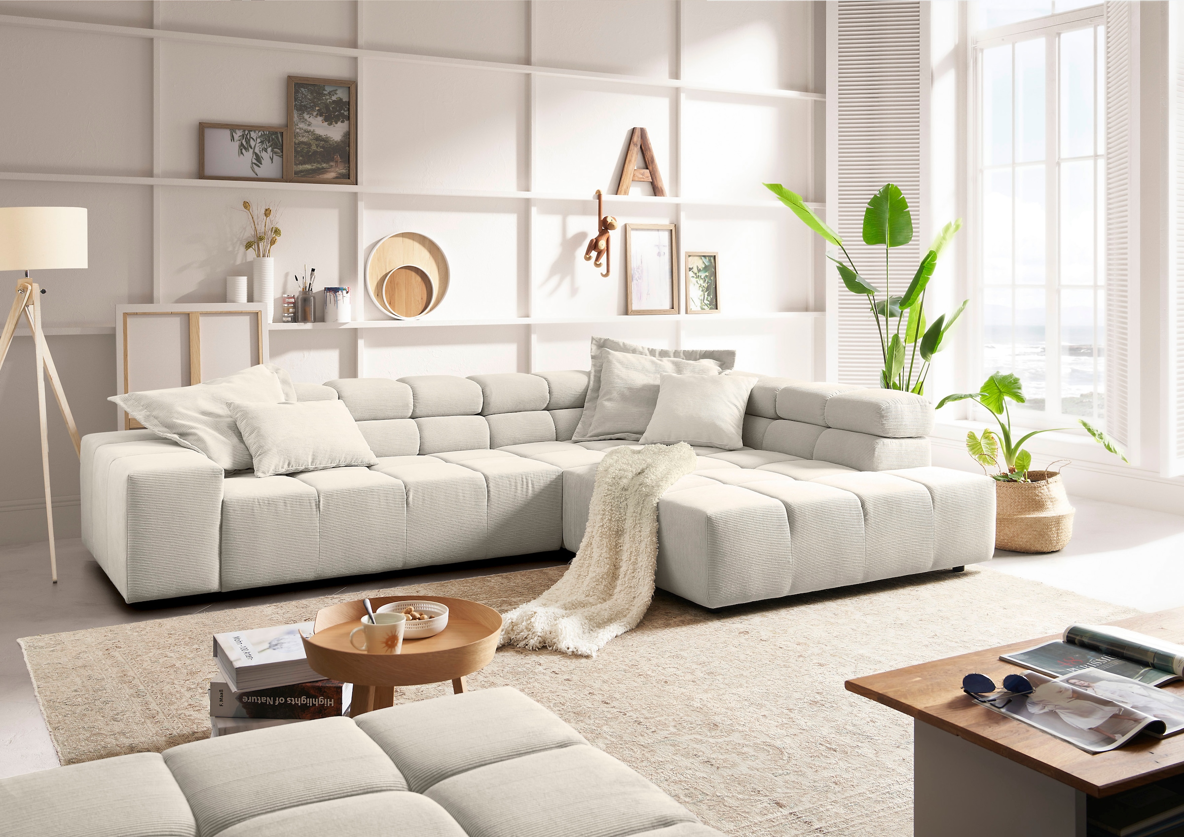 INOSIGN Ecksofa »Ancona incl. Kopfteilverstellung, Breite 319cm, L-Form«, wahlweise motorische Sitztiefenverstellung, auch in Cord + Easy Care