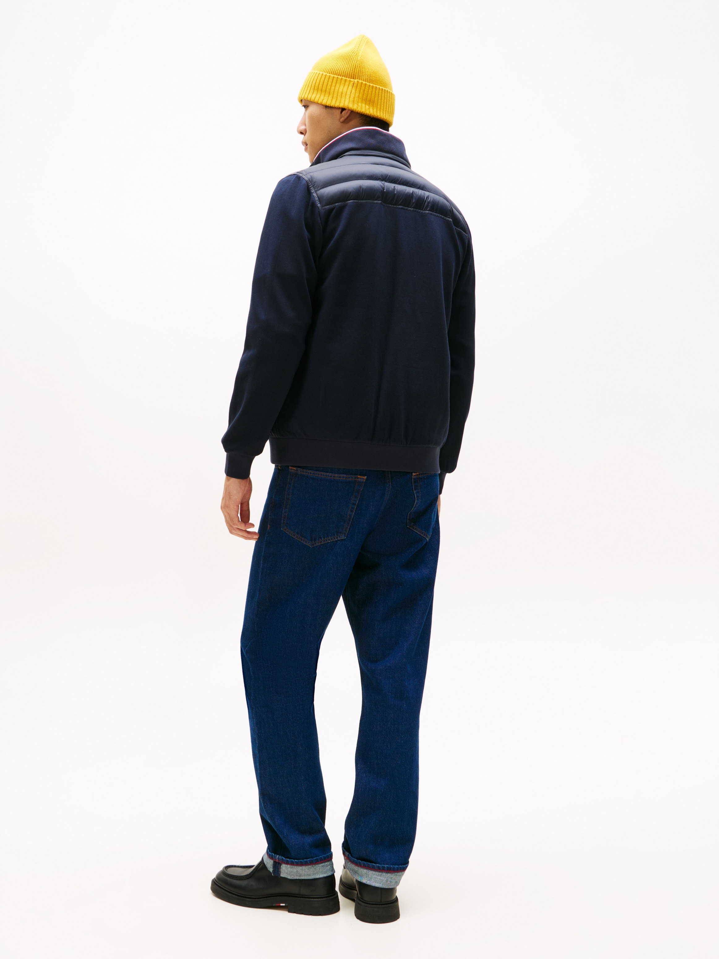 Tommy Hilfiger Sweatjacke »MIX MEDIA mit Stehkragen und gestepptem Einsatz«, unifarben, casual, regular fit, Baumwollmix, Stehkragen