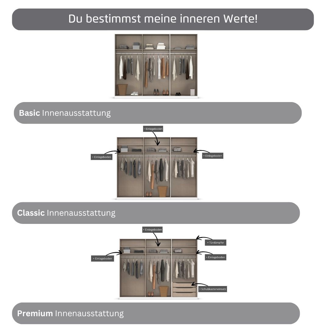 rauch Kleiderschrank »Drehtürenschrank Schrank Garderobe Wäscheschrank Schlafzimmer AVOLA«, (in 3 verschiedenen Ausstattungen BASIC/CLASSIC/PREMIUM), mit hochwertigen Stangengriffen in Schwarz aus Metall MADE IN GERMANY