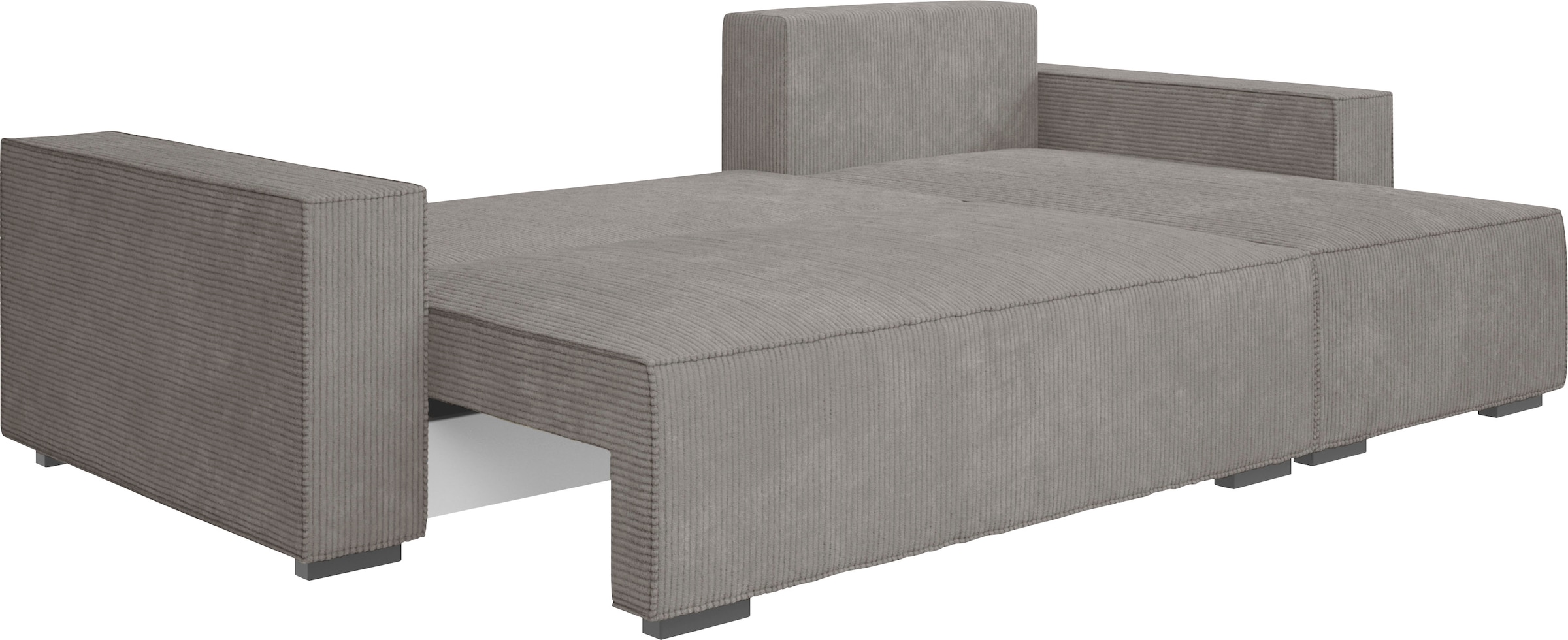 INOSIGN Ecksofa »Winton Cordsofa / Schlafsofa 253 cm«, Cord, Recamiere wechselbar, Schlaffunktion (130/208cm), Bettkasten