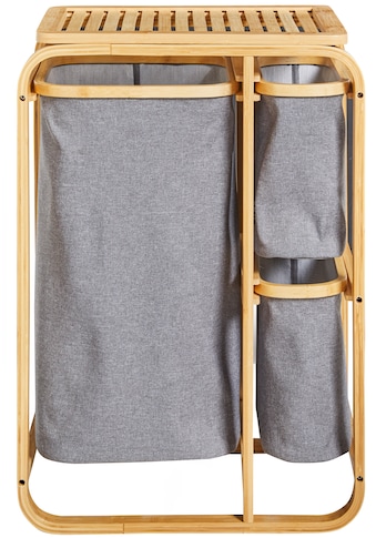 Wäschesortierer »Tulum«, aus Bambus, Wäschekorb mit 3 herausnehmbaren Wäschesäcken