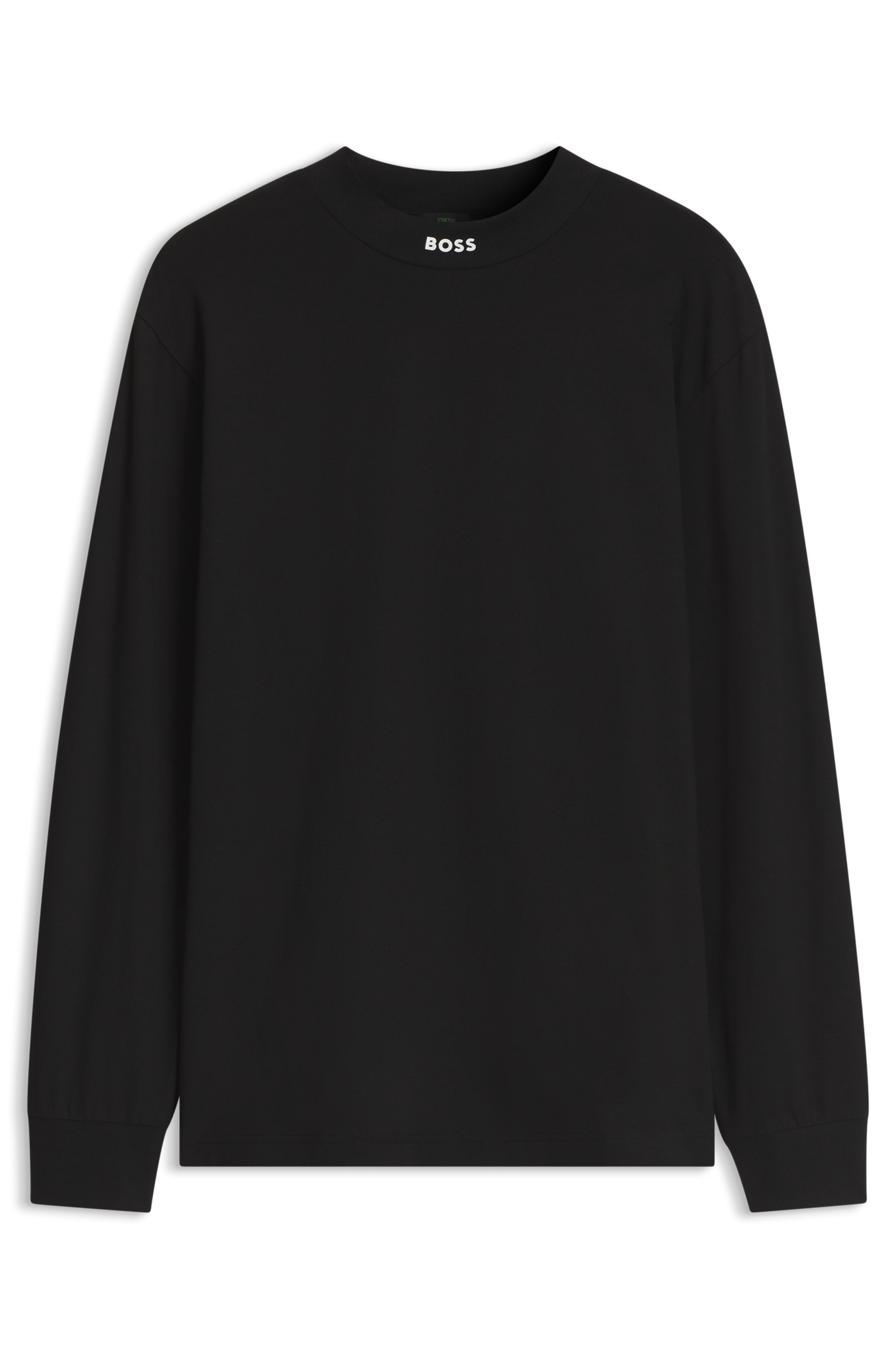 BOSS GREEN Langarmshirt Stretch Jersey Baumwolle, Relaxed Fit, Rundhalsausschnitt