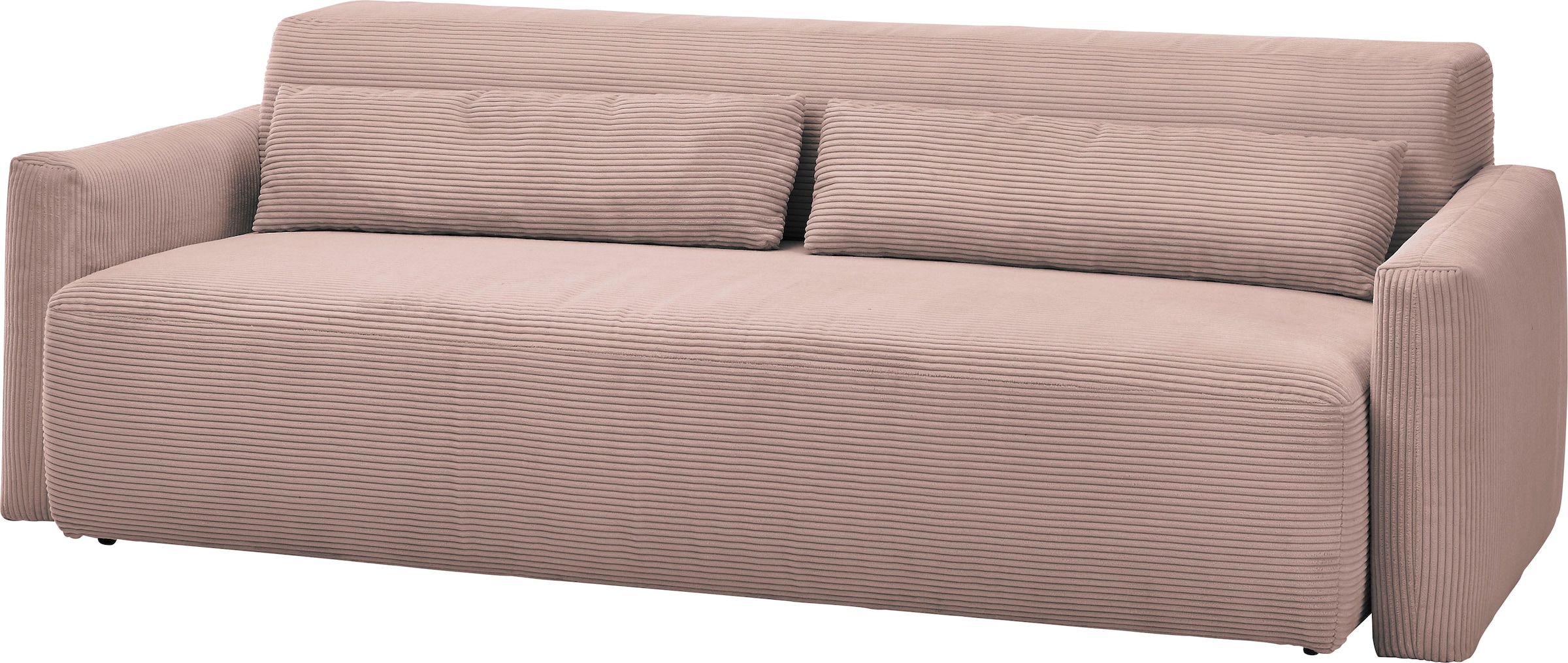 INOSIGN Schlafsofa »Donka Dauerschläfer-geeignet, belastbar bis 270 kg, incl. Bettlkasten«, mit Armlehnen, Breite 232 cm, auch in Cord, Tonnentaschen-Federkern