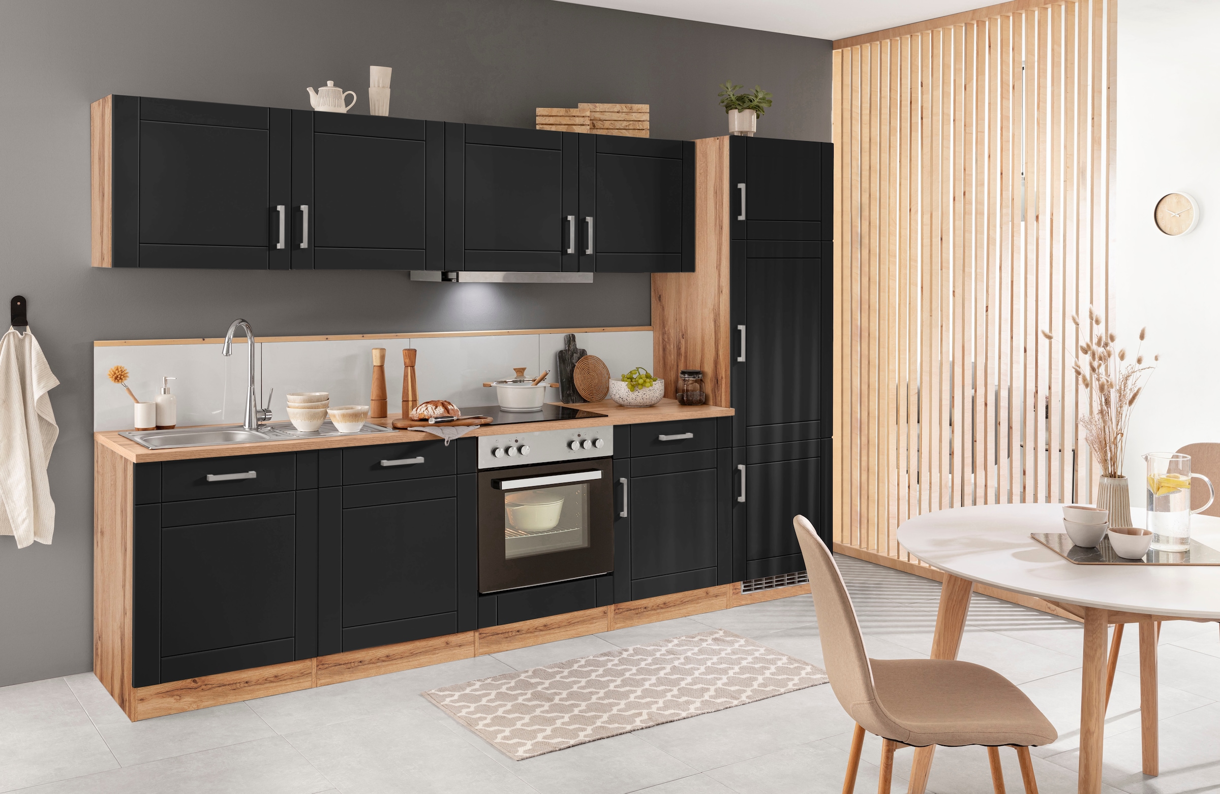 KOCHSTATION Küchenzeile »KS-Tinnum« mit E-Geräten, Breite 300 cm