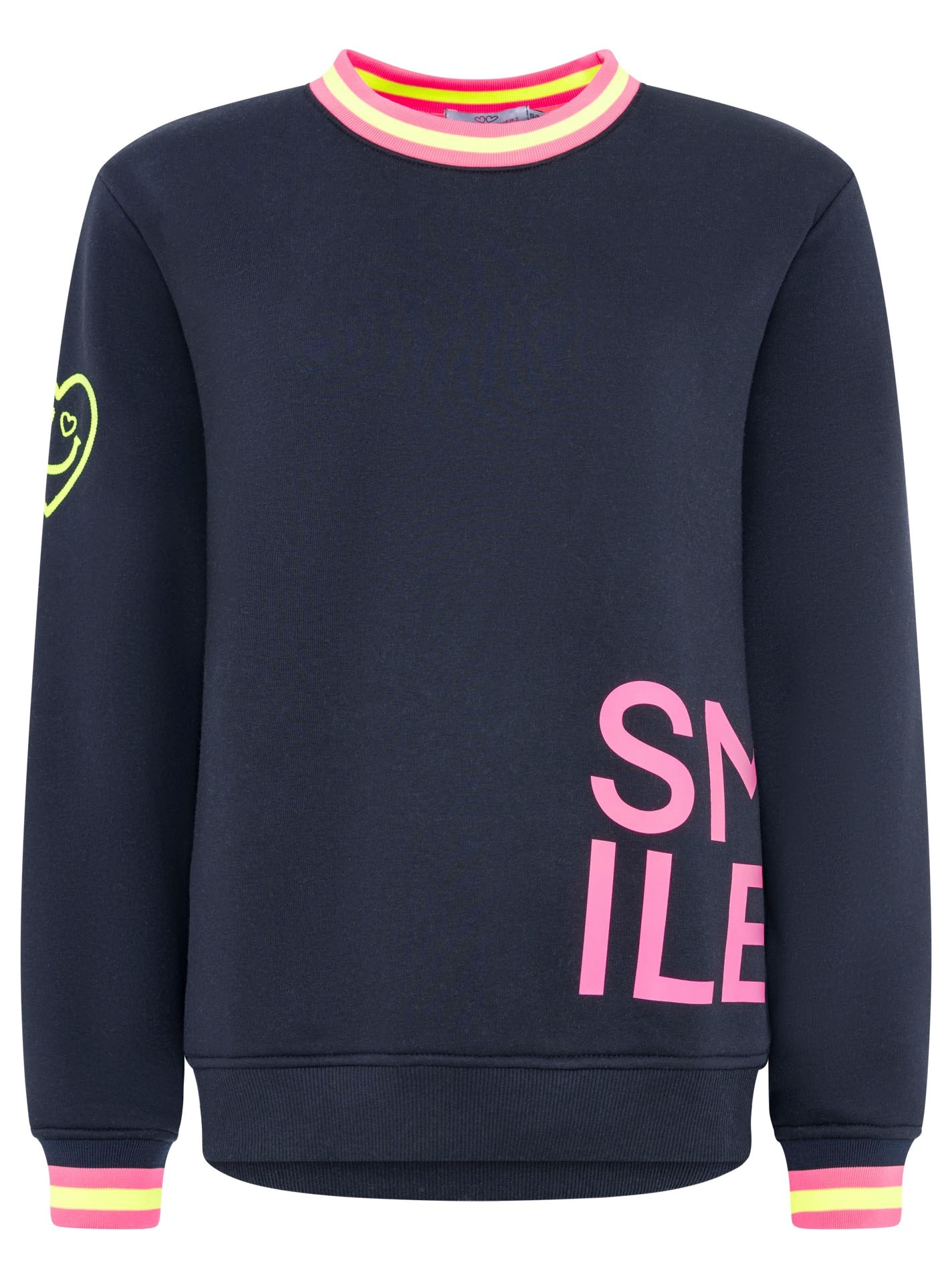 Zwillingsherz Sweatshirt »"Alissa"«, mit SMILE PRINT , Kontrastbündchen, gesticktem Herz am Arm
