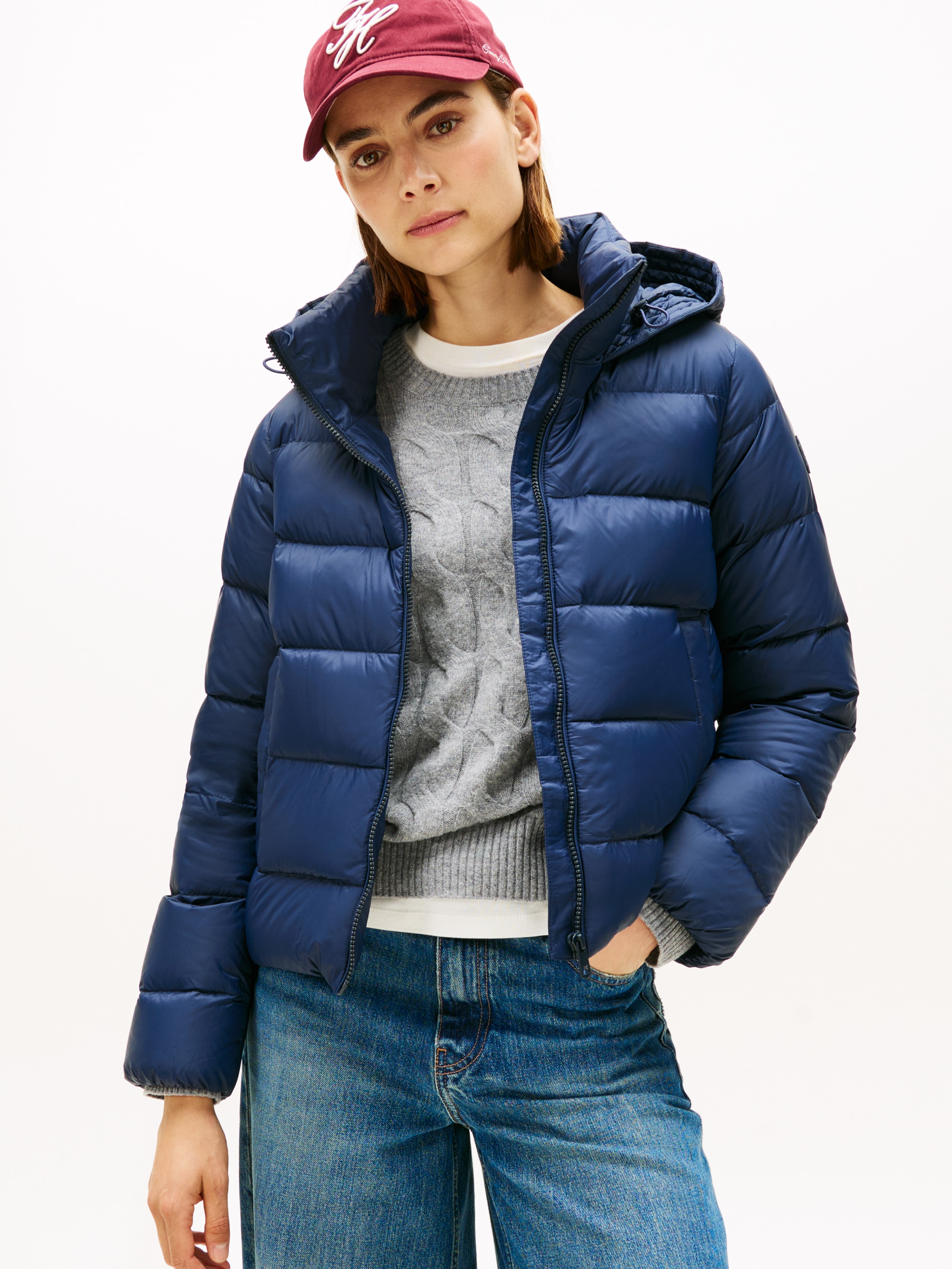 Tommy Hilfiger Steppjacke »LW DOWN CASUAL JACKET« mit Kapuze mit Logoprägung