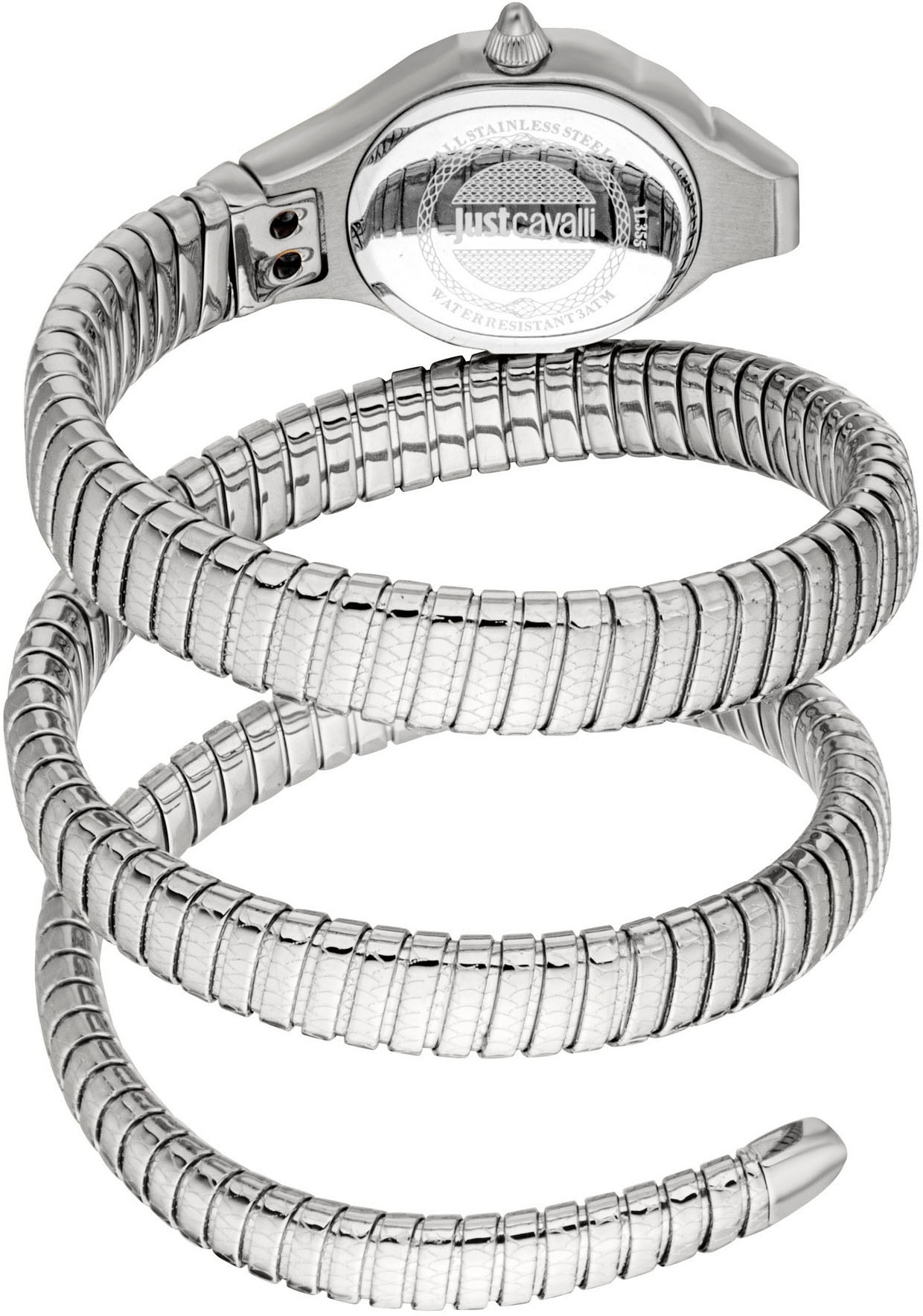 Just Cavalli Time Quarzuhr »Signature Snake« Armbanduhr, Damenuhr, Edelstahlarmband, analog, Kristallsteine
