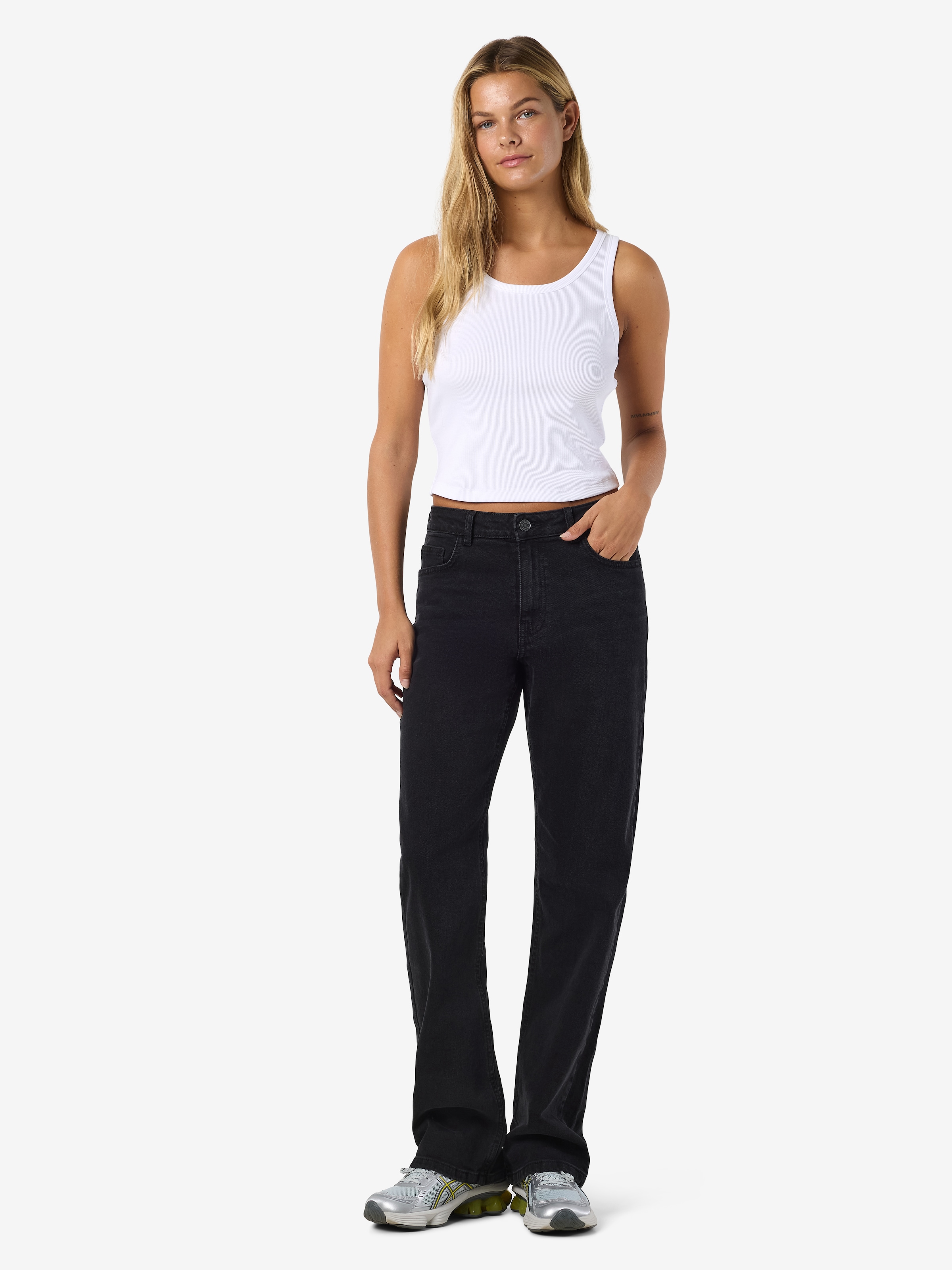 Noisy may High-waist-Jeans »NMMONICA HW STRAIGHT JEAN BLACK NOOS«