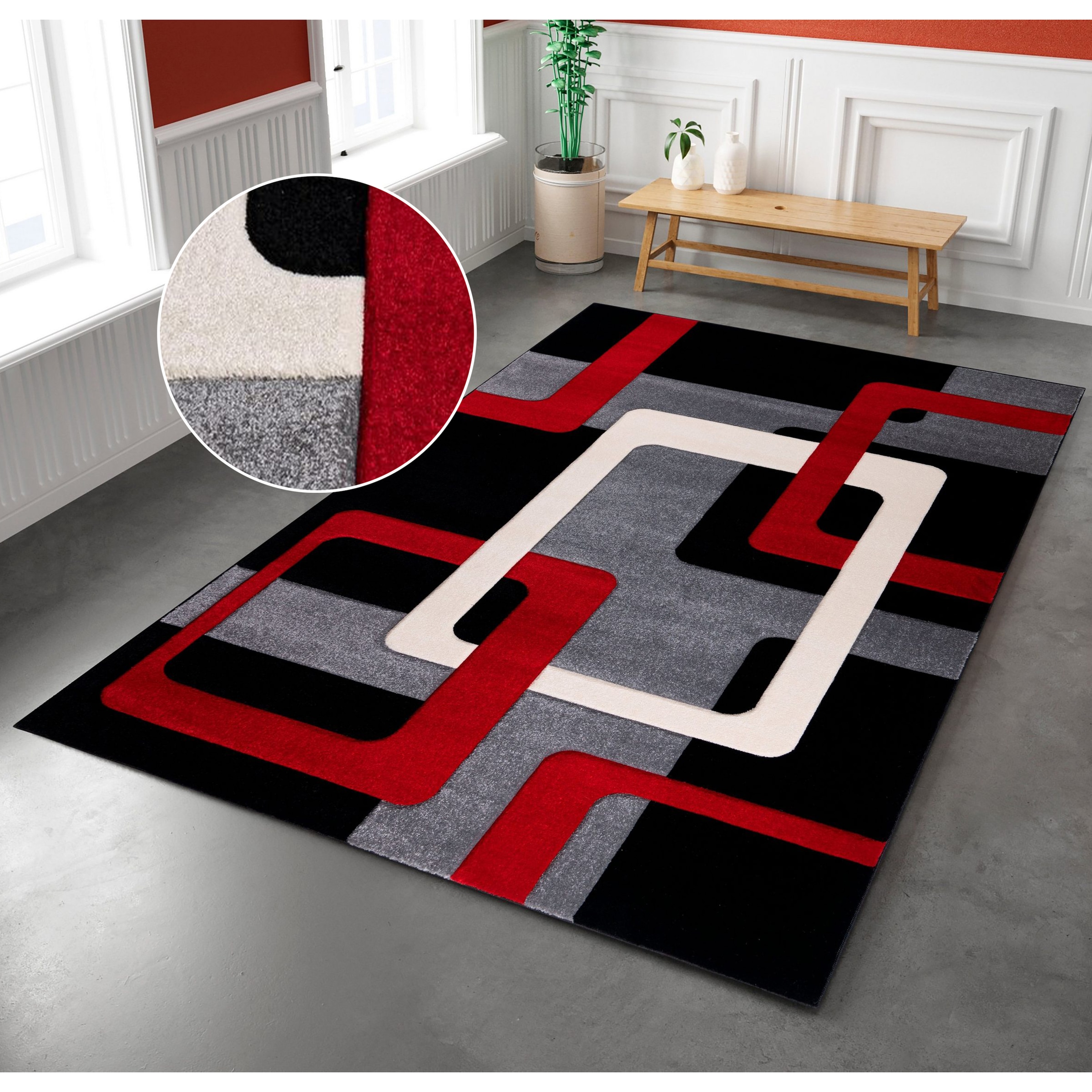 OTTO home Teppich »Maxim« rechteckig 13 mm Höhe Hoch-Tief-Effekt, Kurzflor, 3D-Design, Kundenliebling