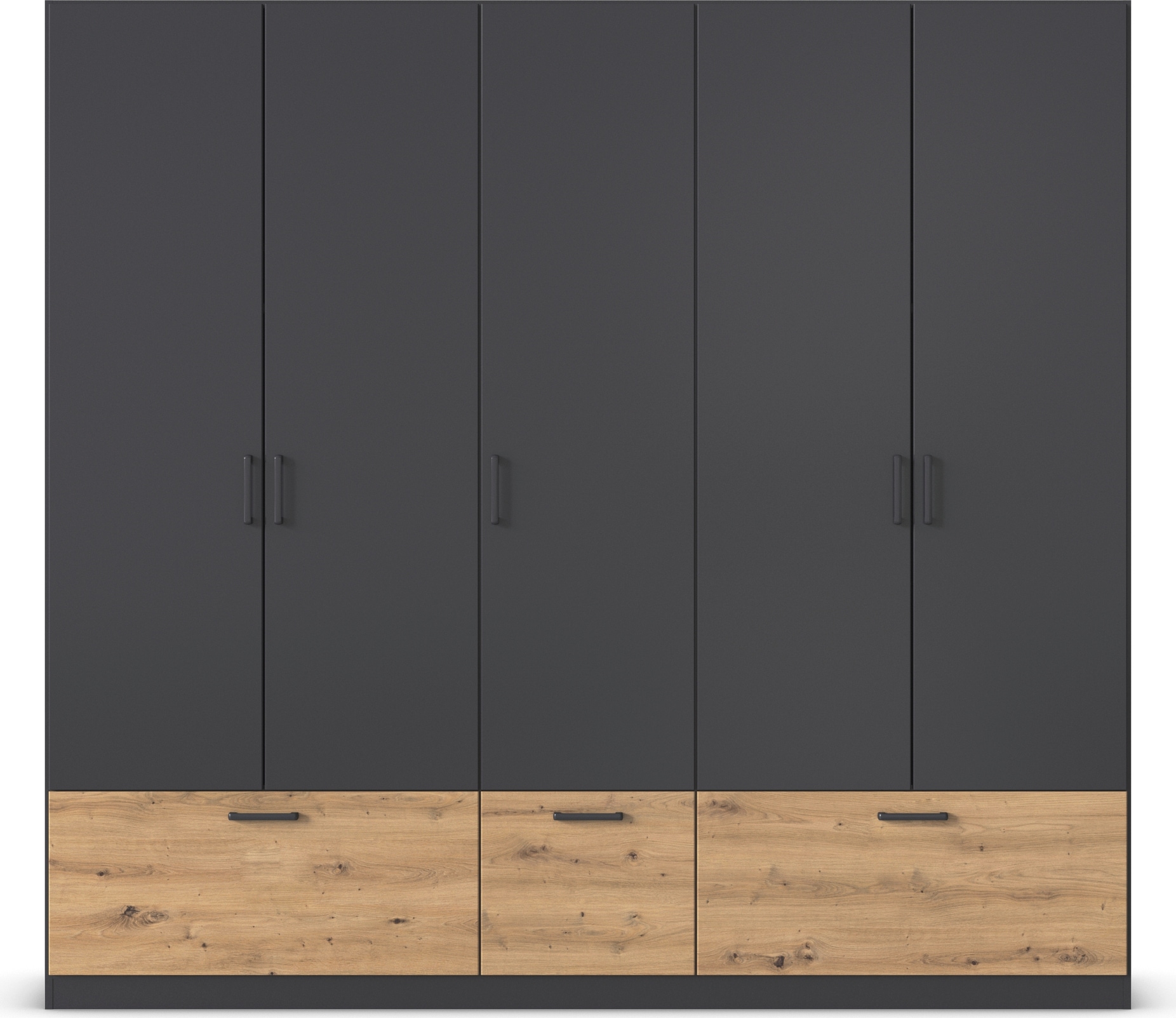 rauch Drehtürenschrank »Kleiderschrank Schrank Garderobe Wäscheschrank BARI«, mit Schubkästen und modernem Griff in Graumetallic MADE IN GERMANY