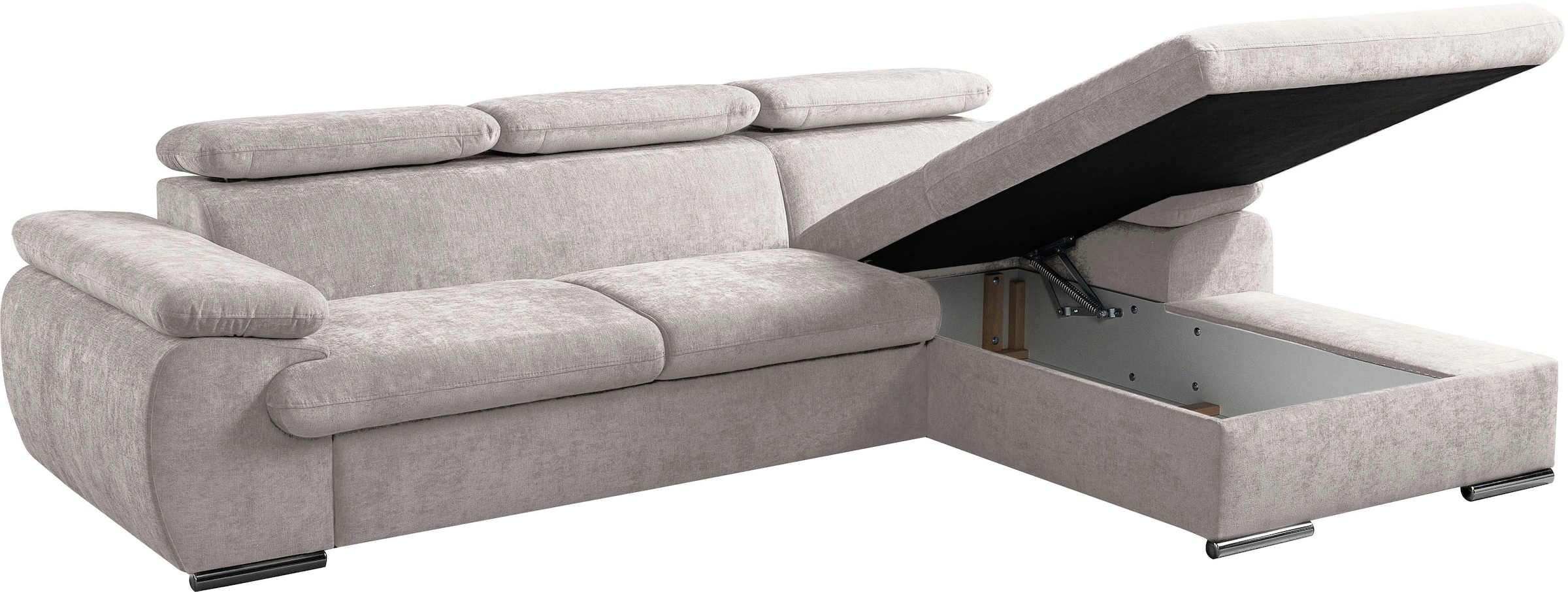 WERK2 Ecksofa »Cosmo 282 x 192 cm modern & bequem, Multifunktionen, Bettfunktion« Chenille, L-Form, XXL, Schlaffunktion, Bettkasten