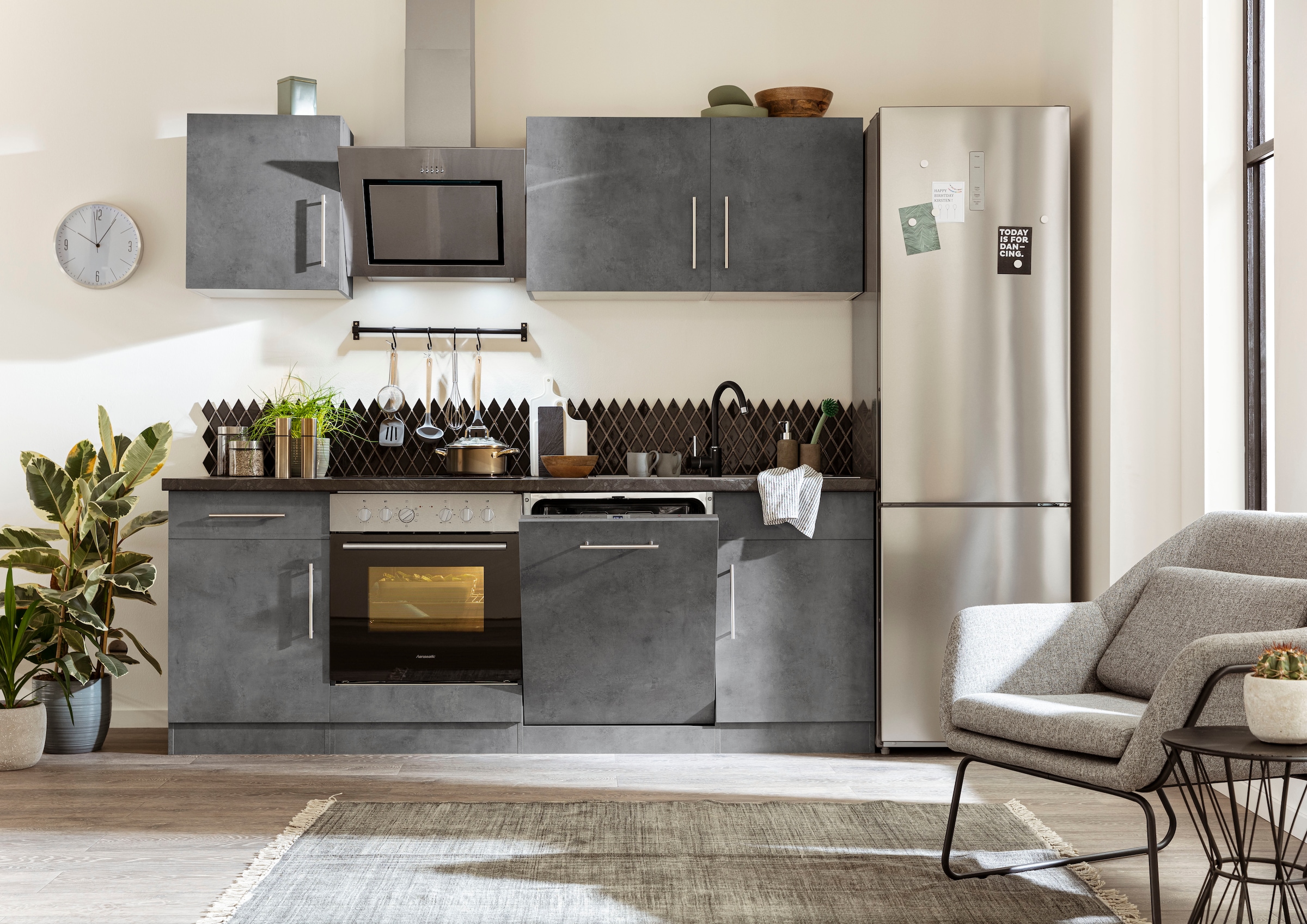 wiho Küchen Küchenzeile »Cali«, mit E-Geräten, Breite 220 cm mit Hanseatic E -Geräten auf Raten kaufen