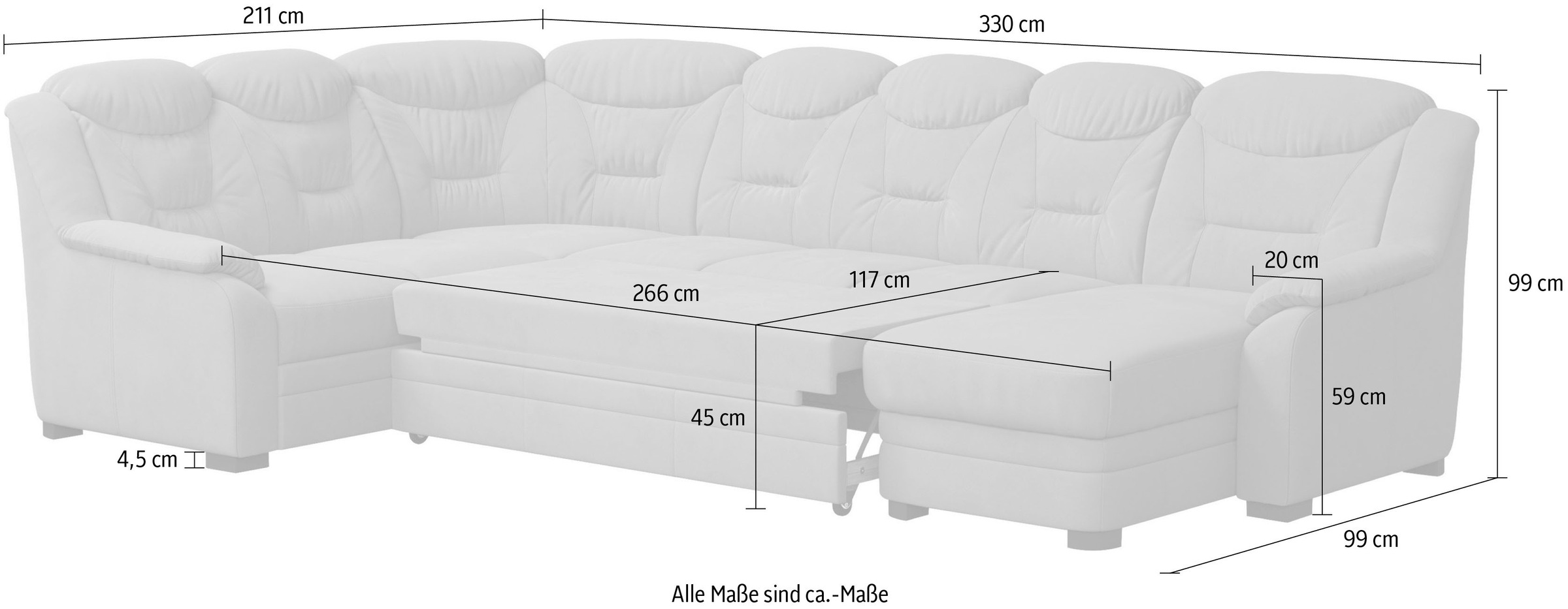 COTTA Wohnlandschaft »Marcus U-Form«, wahlweise mit Bettfunktion & Stauraum
