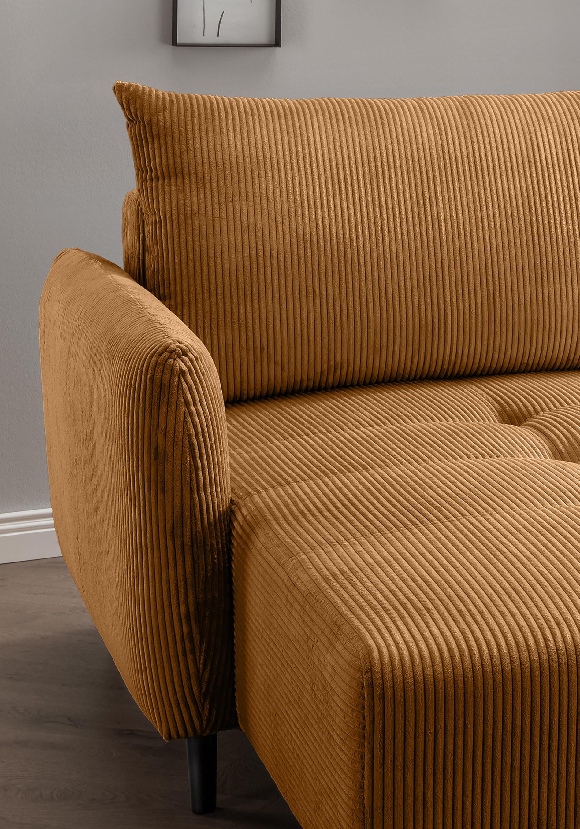 INOSIGN Ecksofa »Mara, L-Form, aktueller Cord Bezug und tolle Farben, schmale Armlehnen«, whlw. mit Bettfunktion,Recamiere links/rechts montierbar, Breite 238cm