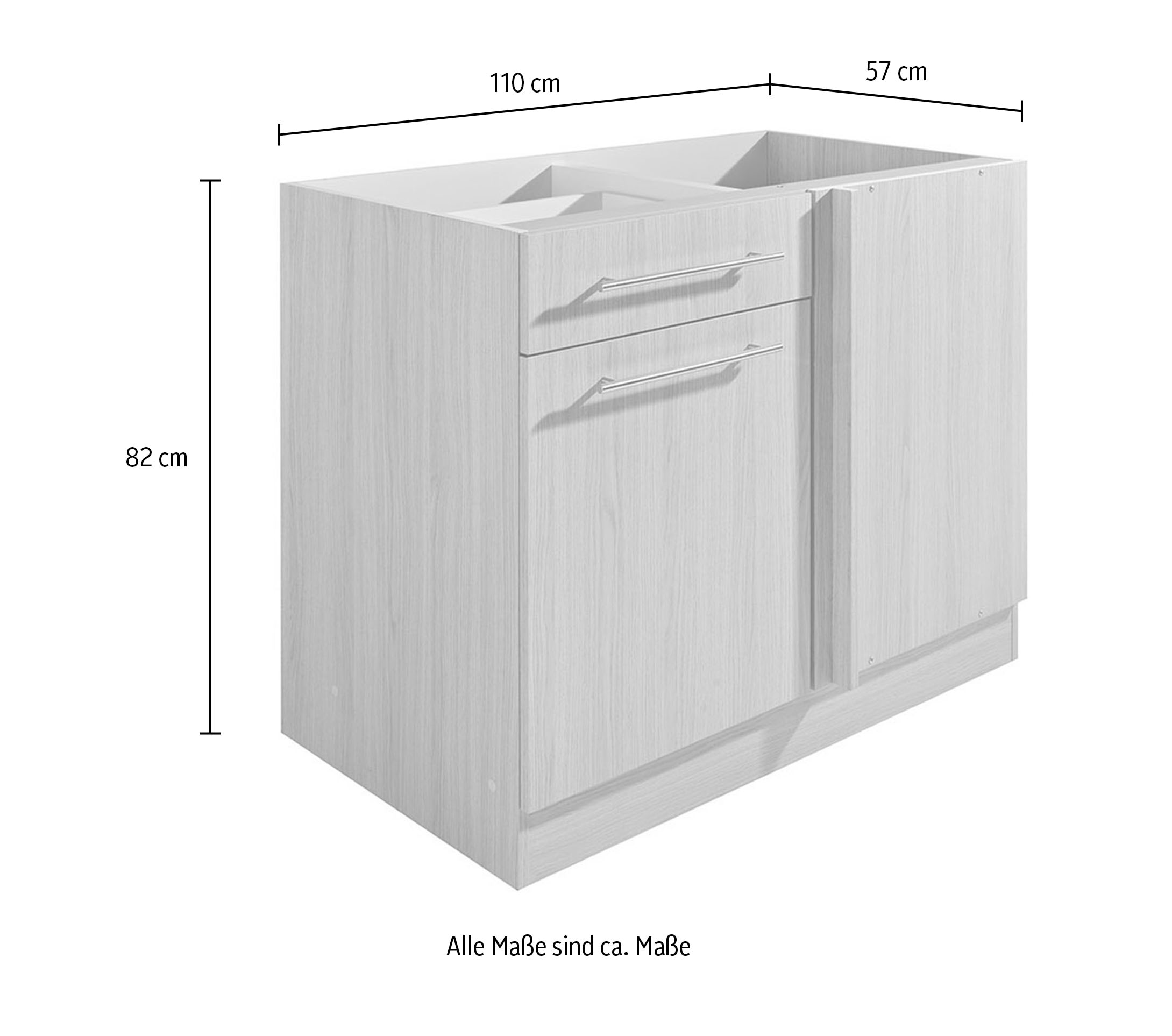 wiho Küchen Eckunterschrank »Filo« 100 cm breit, Planungsmaß 110 cm, ohne Arbeitsplatte