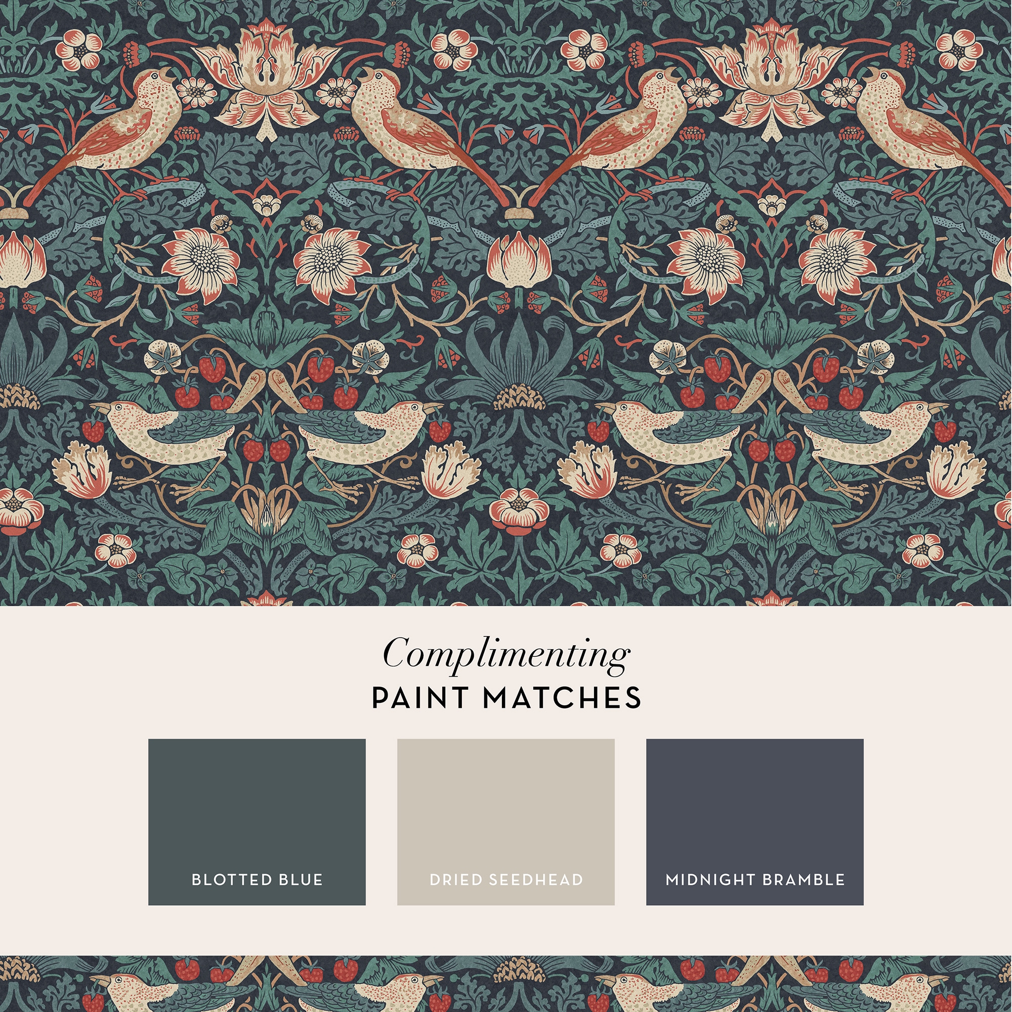 WILLIAM MORRIS AT HOME Vliestapete »Strawberry Thief«, Retro, Design Tapeten