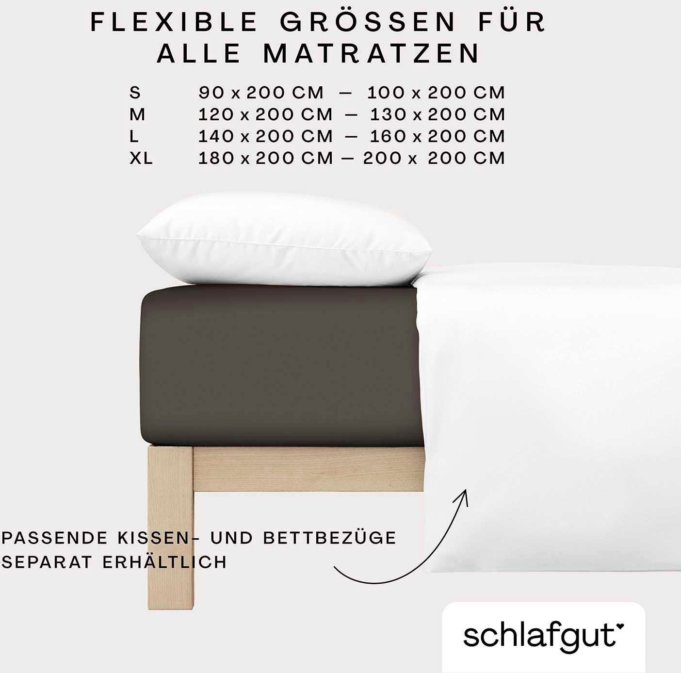 Schlafgut Spannbettlaken »CASUAL u.a. in Gr. 90x200, 140x200 oder 180x200 cm, 100% Bio-Baumwolle«, Bettlaken für Matratzen bis 25 cm Höhe, zuverlässig, langlebig, weich