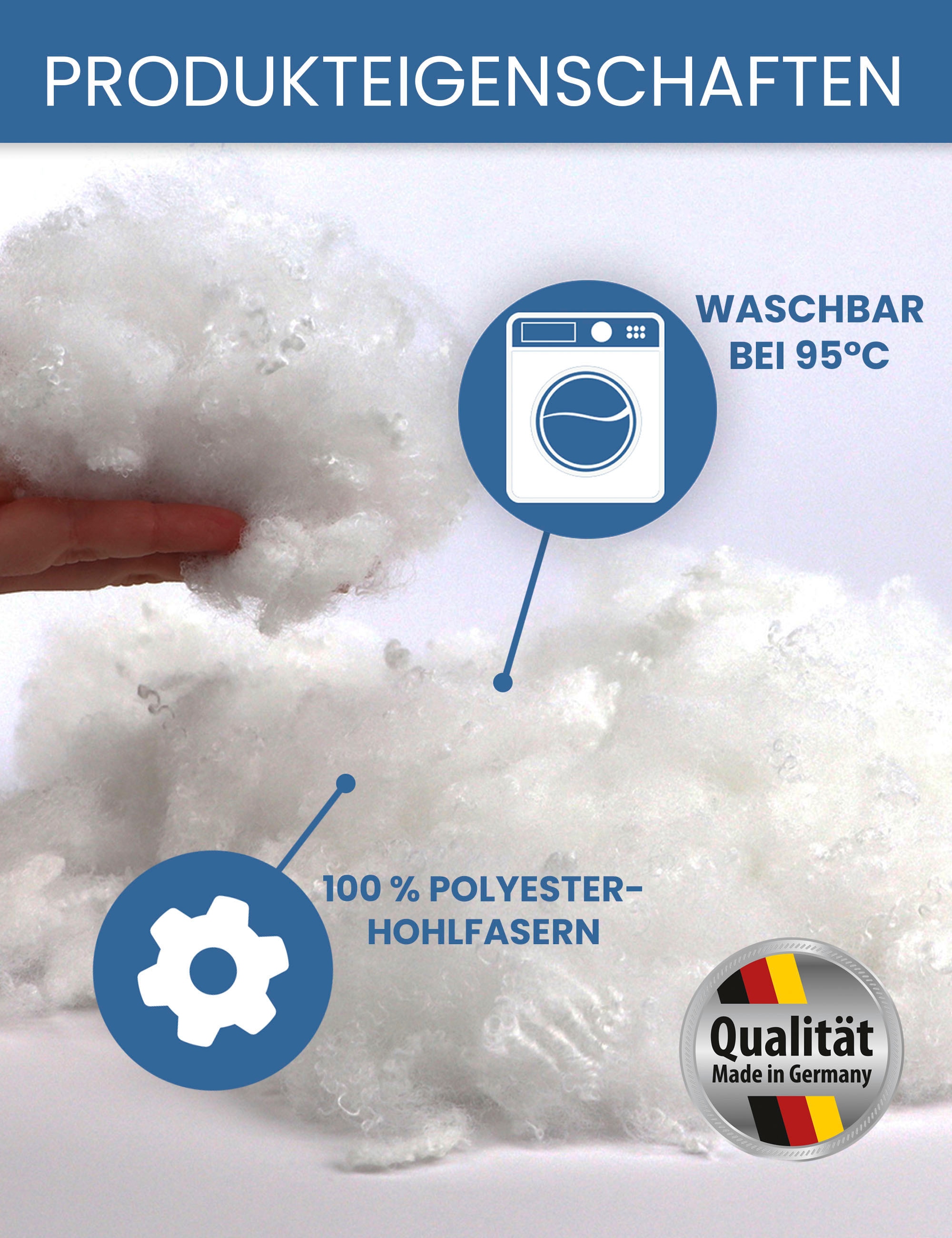 Primaflor-Ideen in Textil Kissenfüllung »Premium Füllwatte hochbauschend«, Füllmaterial für Kissen, Kuscheltiere & Puppen, Möbel, waschbar