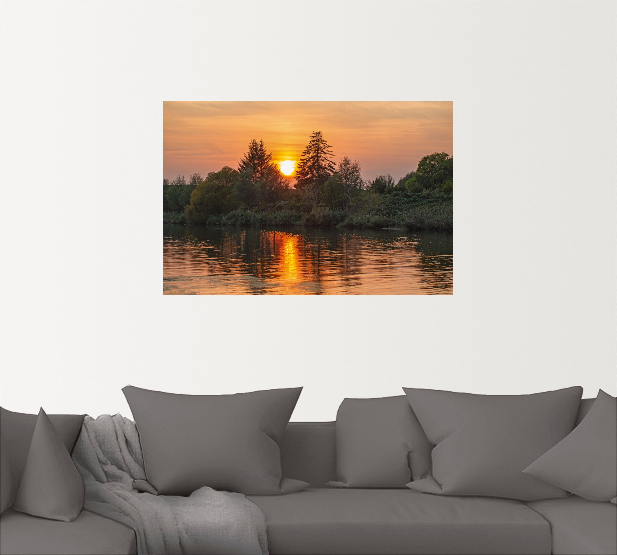 Artland Wandbild »Abendidylle Geniner Ufer Lübeck«, Bilder vom Sonnenuntergang & -aufgang (1 Stück), in vielen Größen & Produktarten - Alubild/Outdoorbild, Leinwandbild, Poster, Wandaufkleber/Wandtattoo auch für Badezimmer geeignet
