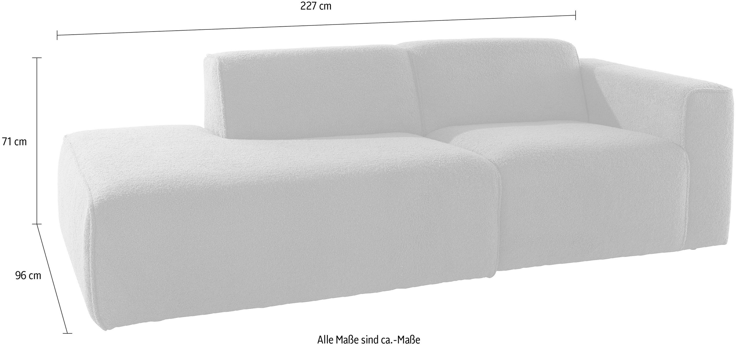 andas 2-Sitzer »Noord mit Kedernaht, Breite 227 cm«, Cord, Struktur, Webstoff, mit Wellenunterfederung, Massivholzrahmen