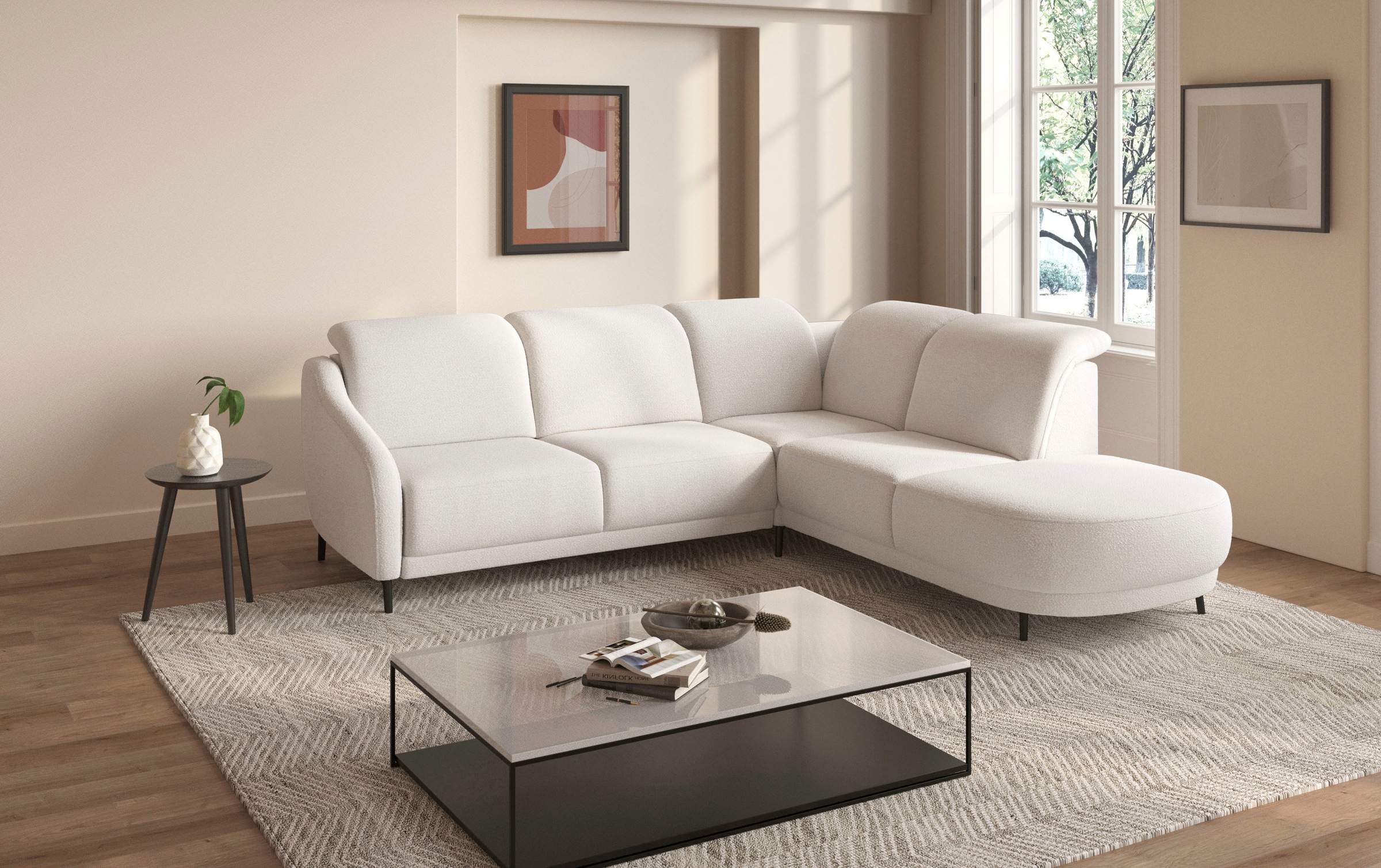 sit&more Ecksofa »Blues L-Form«, wahlweise mit Klapptisch und USB