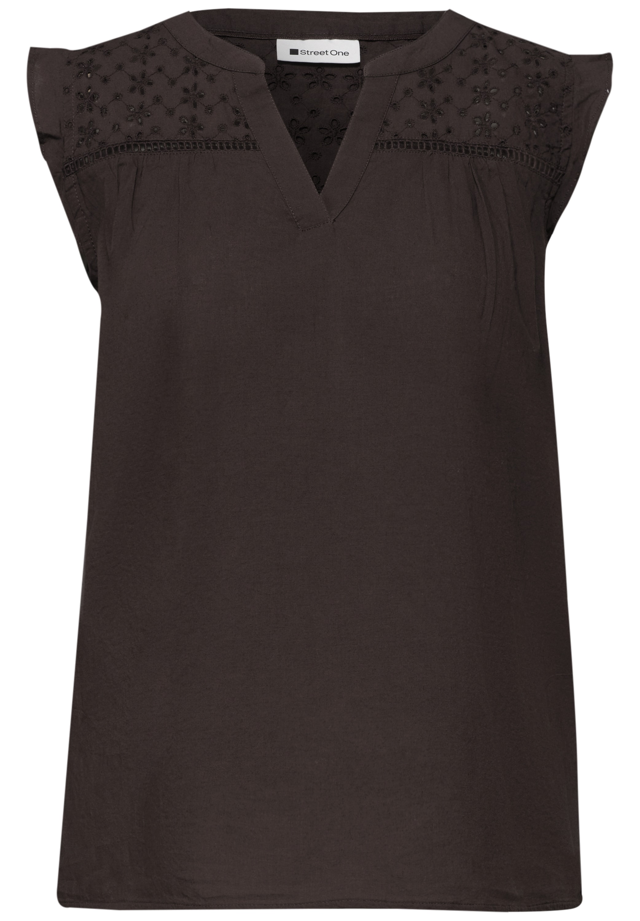 STREET ONE Blusentop Blustentop mit Split Neck und Shiffleydetails