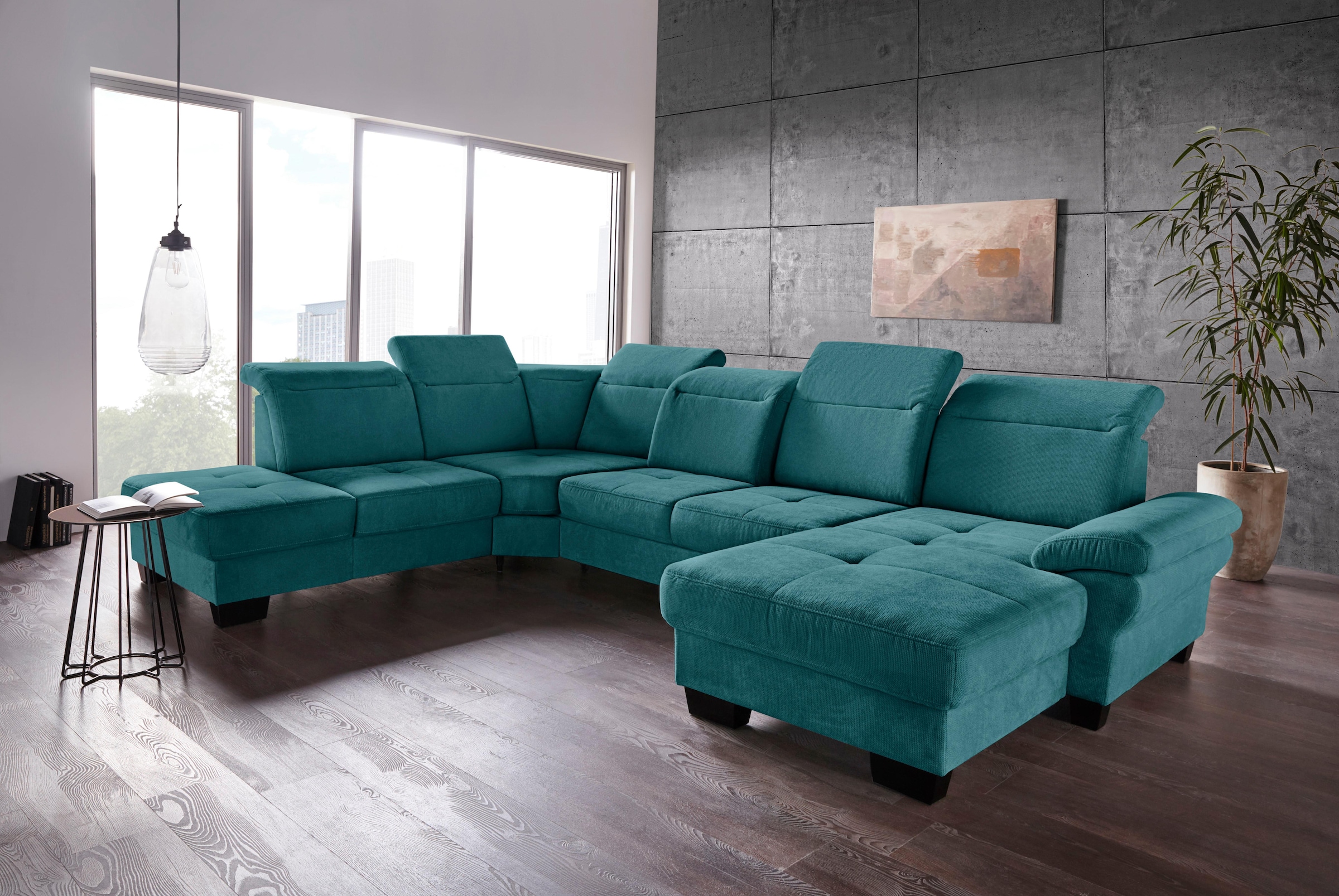 Places of Style Wohnlandschaft »Cornwall U-Form«, inkl. Sitztiefenverstellung, wahlweise mit Bettfunktion
