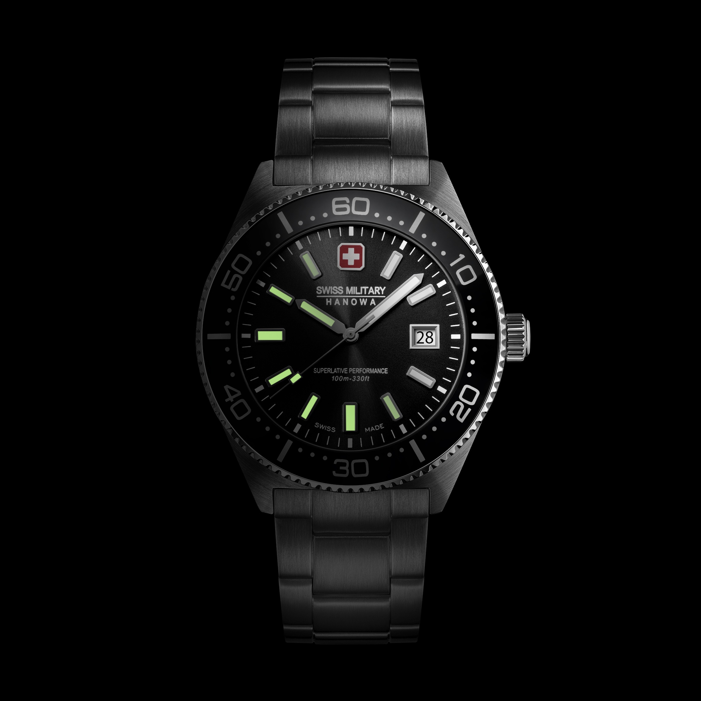 Swiss Military Hanowa Quarzuhr »Nomad« Armbanduhr, Herrenuhr, Swiss Made, Edelstahlarmband, analog, Tag