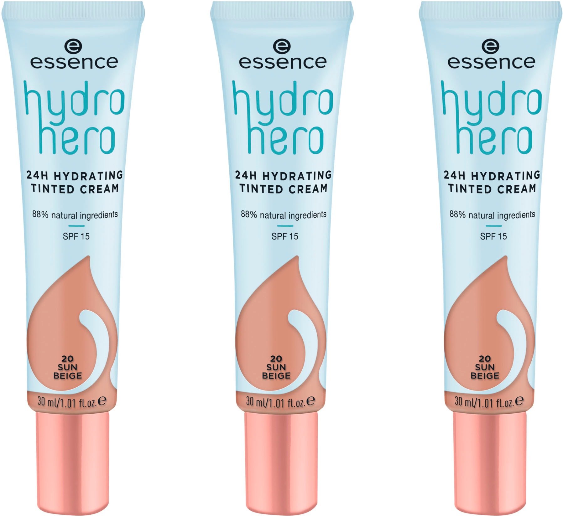 Essence Getönte Gesichtscreme »hydro hero 24h HYDRATING TINTED CREAM«,  (Set, 3 tlg.) online kaufen