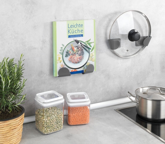 WENKO Küchenorganizer-Set »Topfdeckelhalter«, (Set, 8 tlg.), Halterung für Kochtopfdeckel aus Kunststoff, Befestigen ohne Bohren
