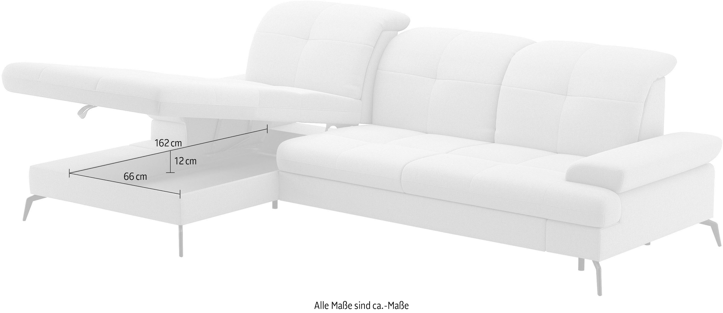sit&more Ecksofa »Amica, L-Form, inkl. Sitztiefenverstellung & Armteilverstellung«, wahlweise mit Bettfunktion, Bettkasten und Kopfteiverstellung
