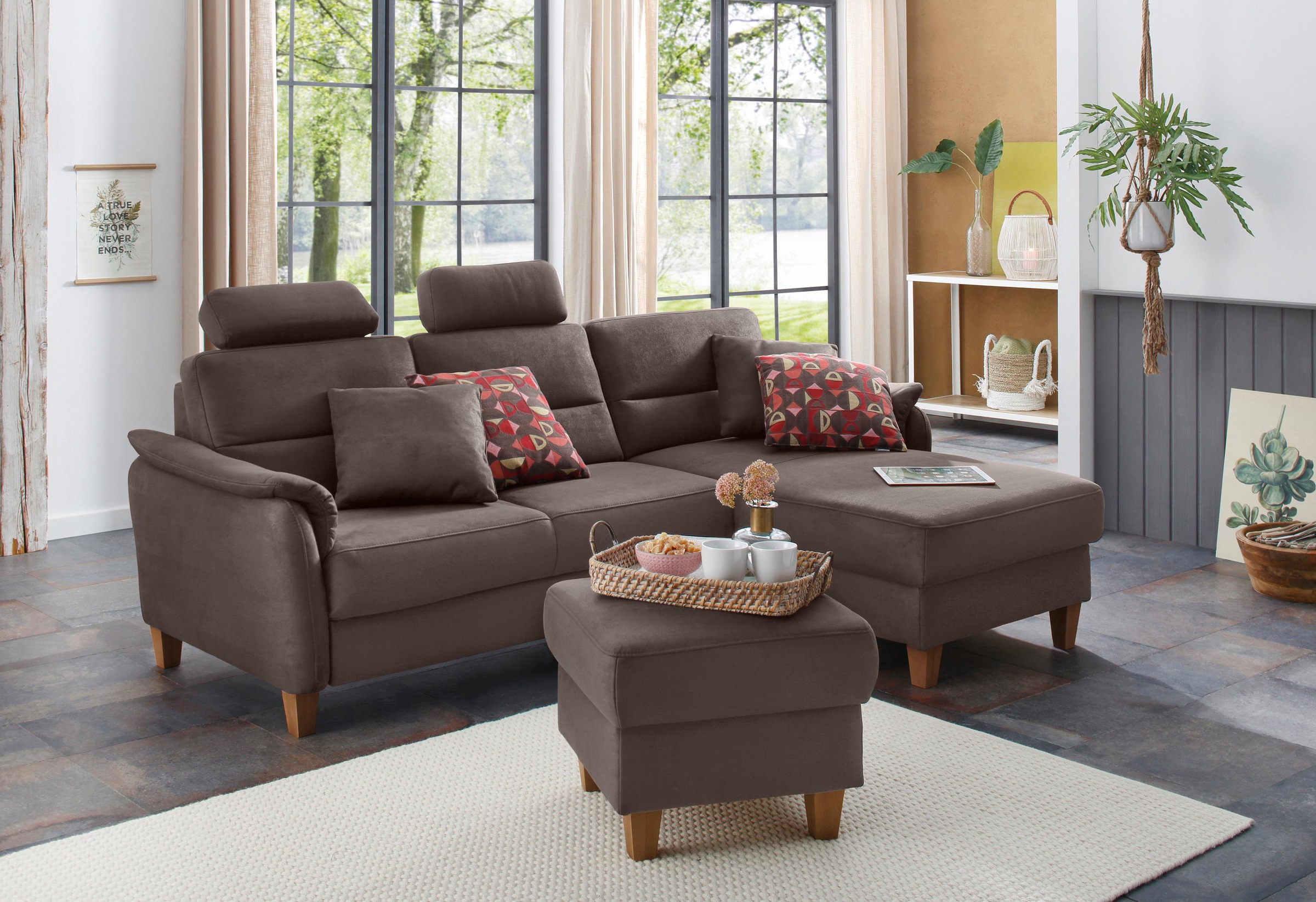 Home affaire Ecksofa »Palmera L-Form, B: 244 cm« optional Bettfunktion & Be günstig online kaufen