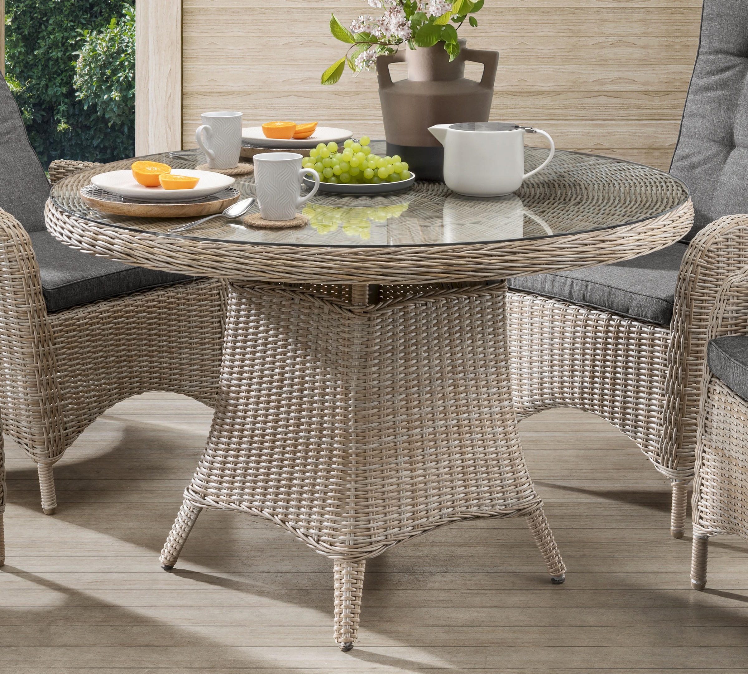 Destiny Garten-Essgruppe »PALMA LUNA« Set, 1 Tisch Ø, 4 Hochlehner, verstel günstig online kaufen