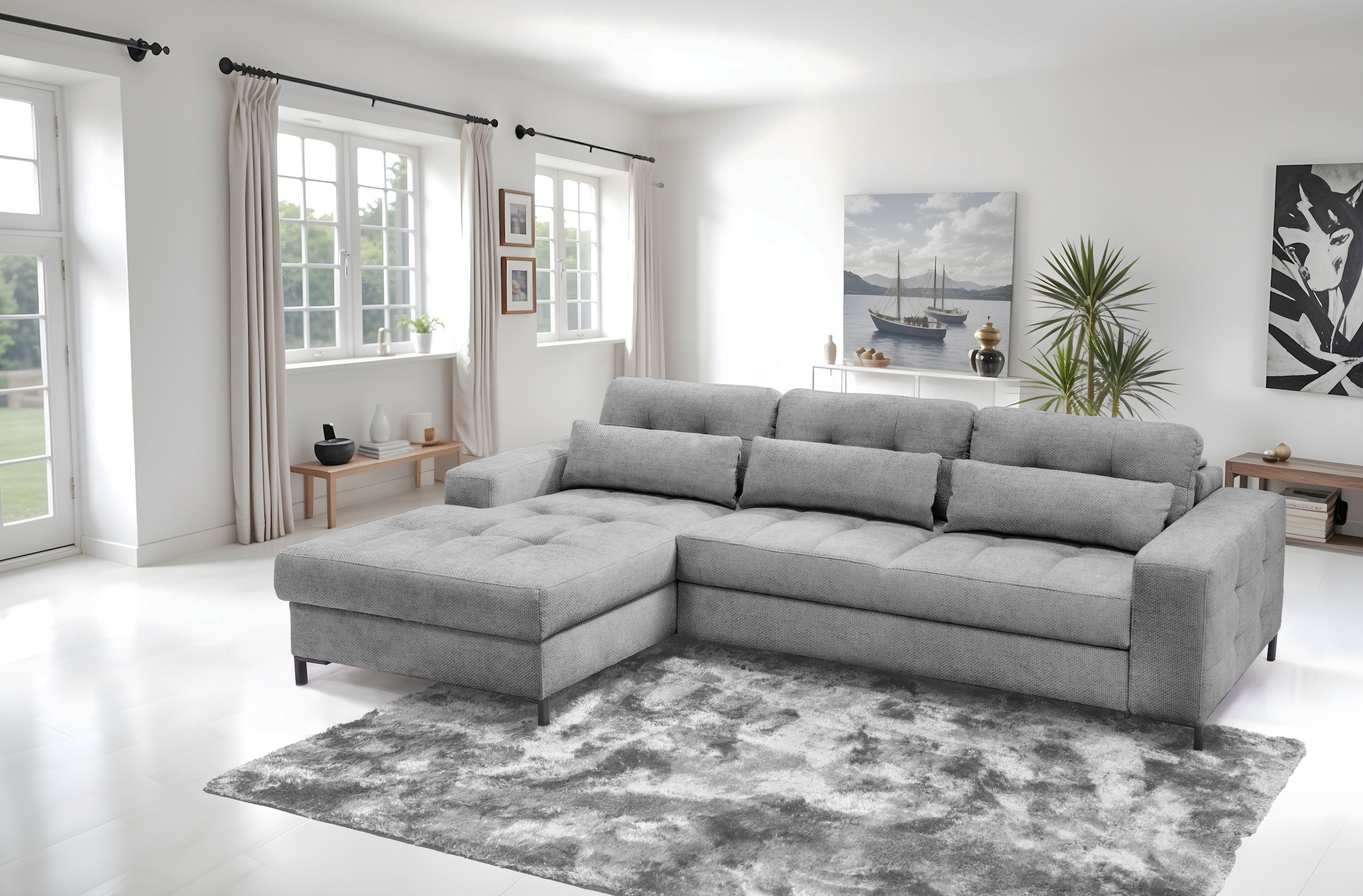 exxpo - sofa fashion Ecksofa »Bonito, mit Rücken- und Sitztiefenverstellung, inkl. Bett & Bettkasten« Sitztiefenverstellung,Höhenverstellung